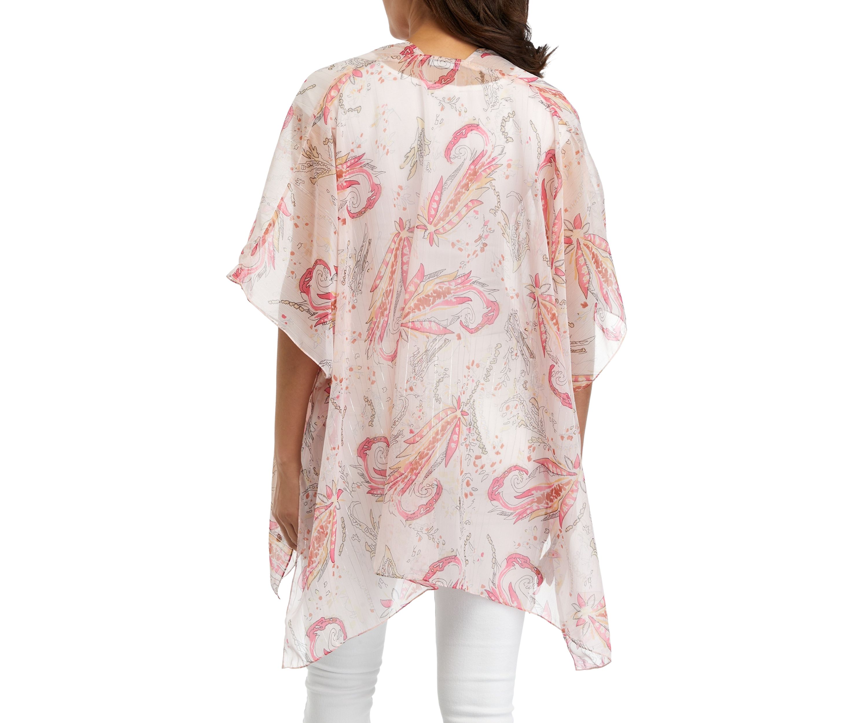 Womens Printed Lurex Ruana