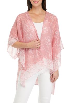 Anne Klein Women's Sketched Floral Ruana | Belk