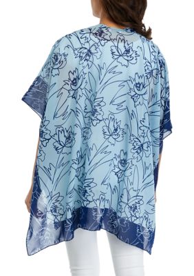Women's Sketched Floral Ruana