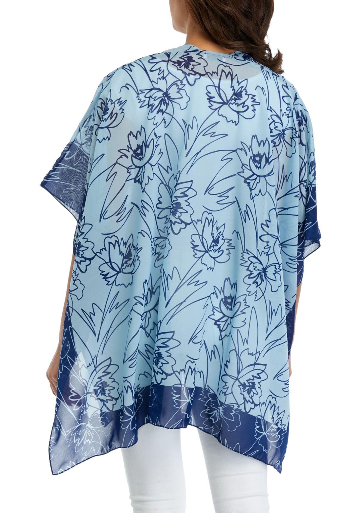 Womens Sketched Floral Ruana