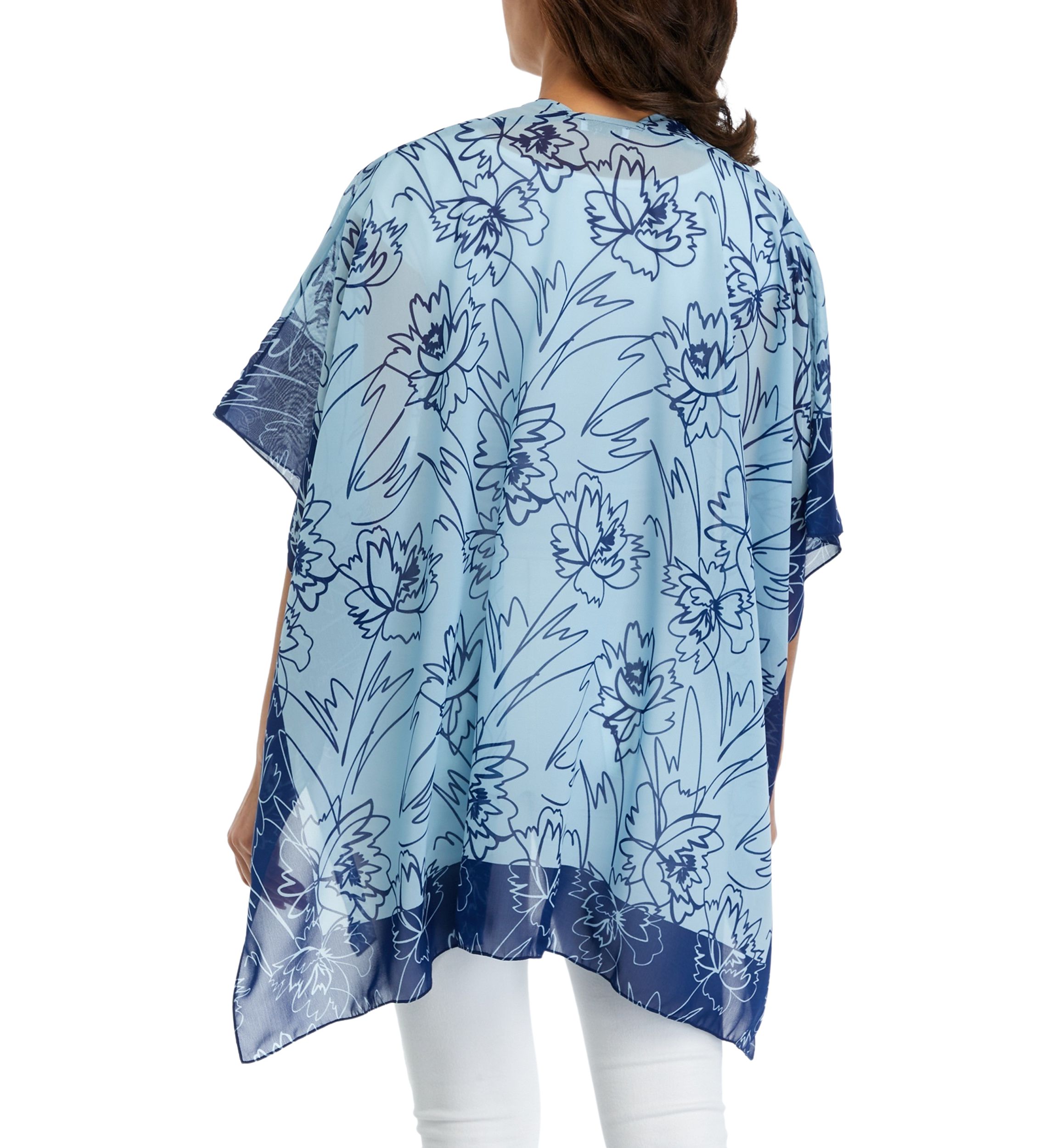 Womens Sketched Floral Ruana