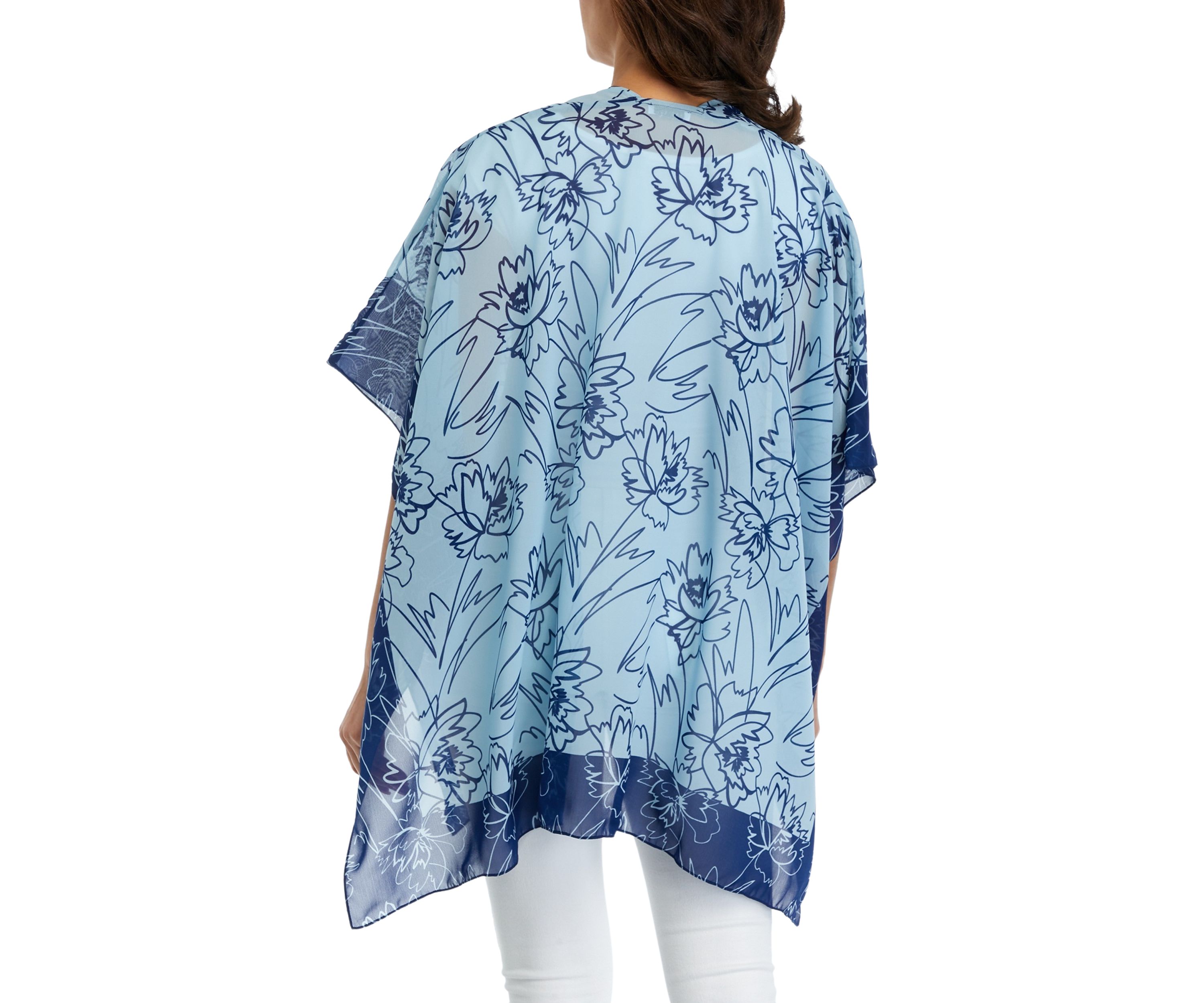 Womens Sketched Floral Ruana