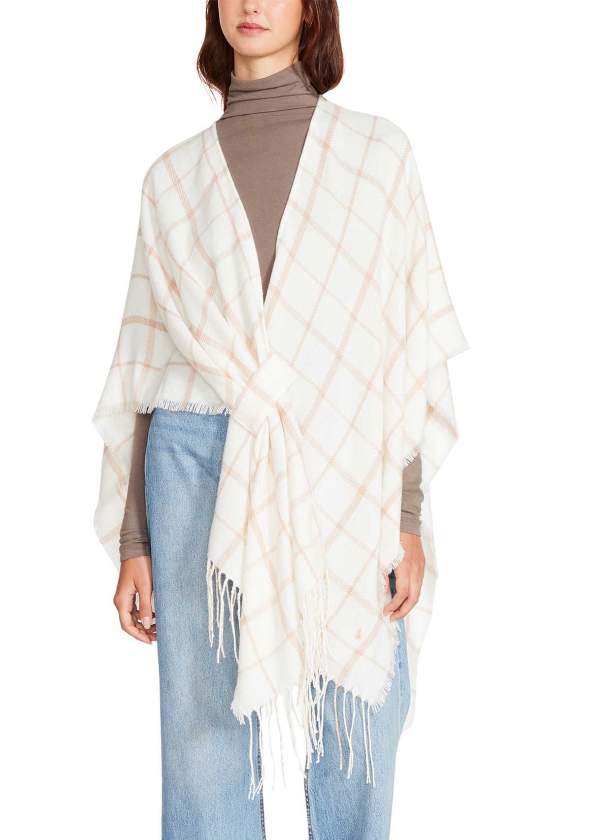 Womens Plaid Pull Through Ruana 