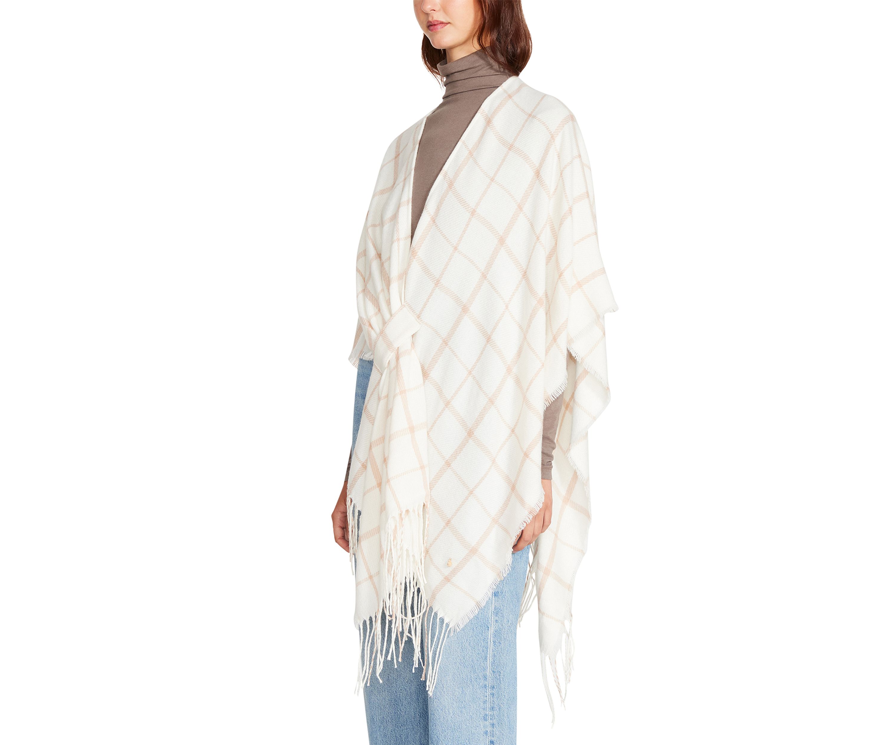 Womens Plaid Pull Through Ruana 
