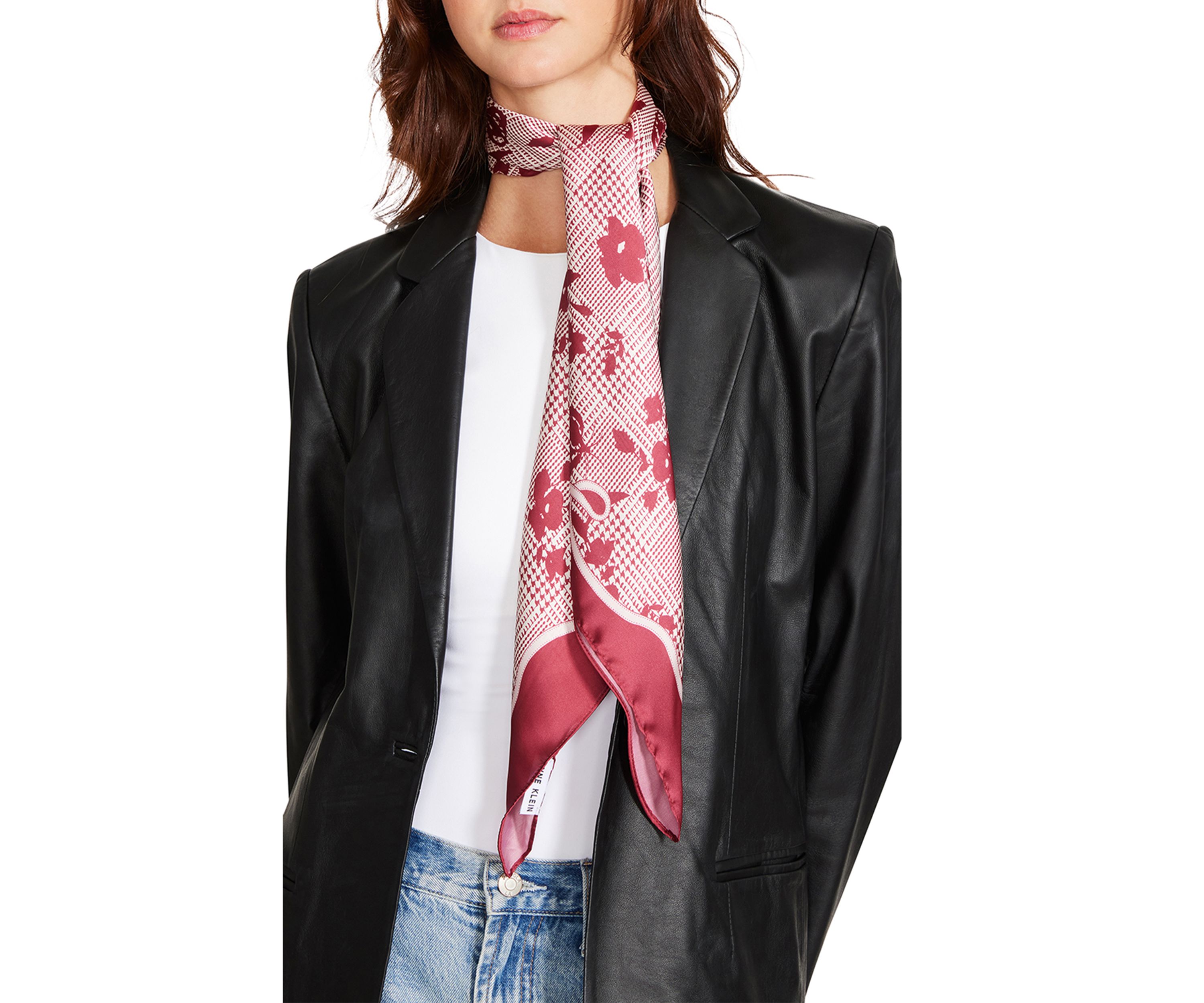 Houndstooth Floral Printed Square Scarf