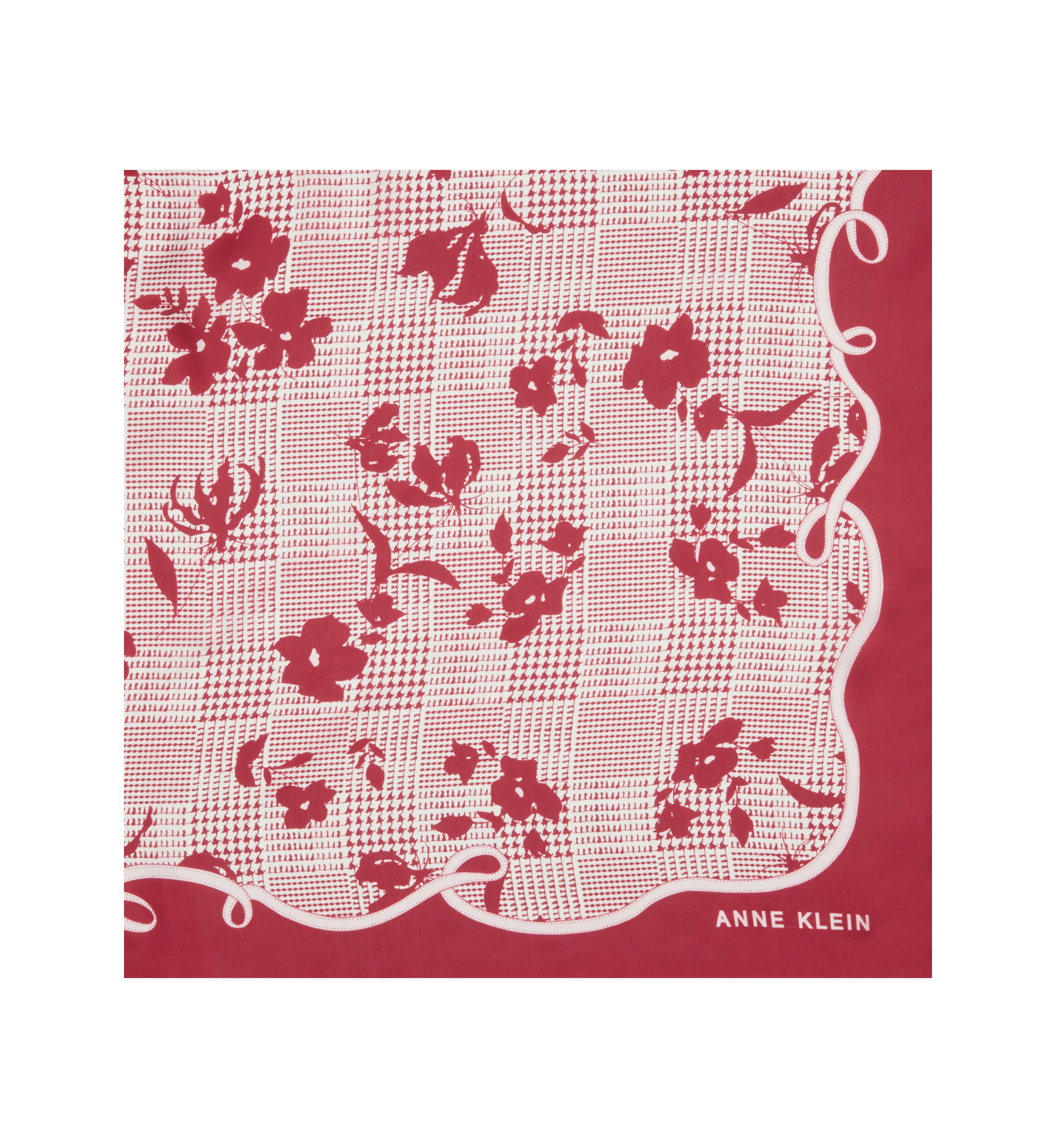 Houndstooth Floral Printed Square Scarf