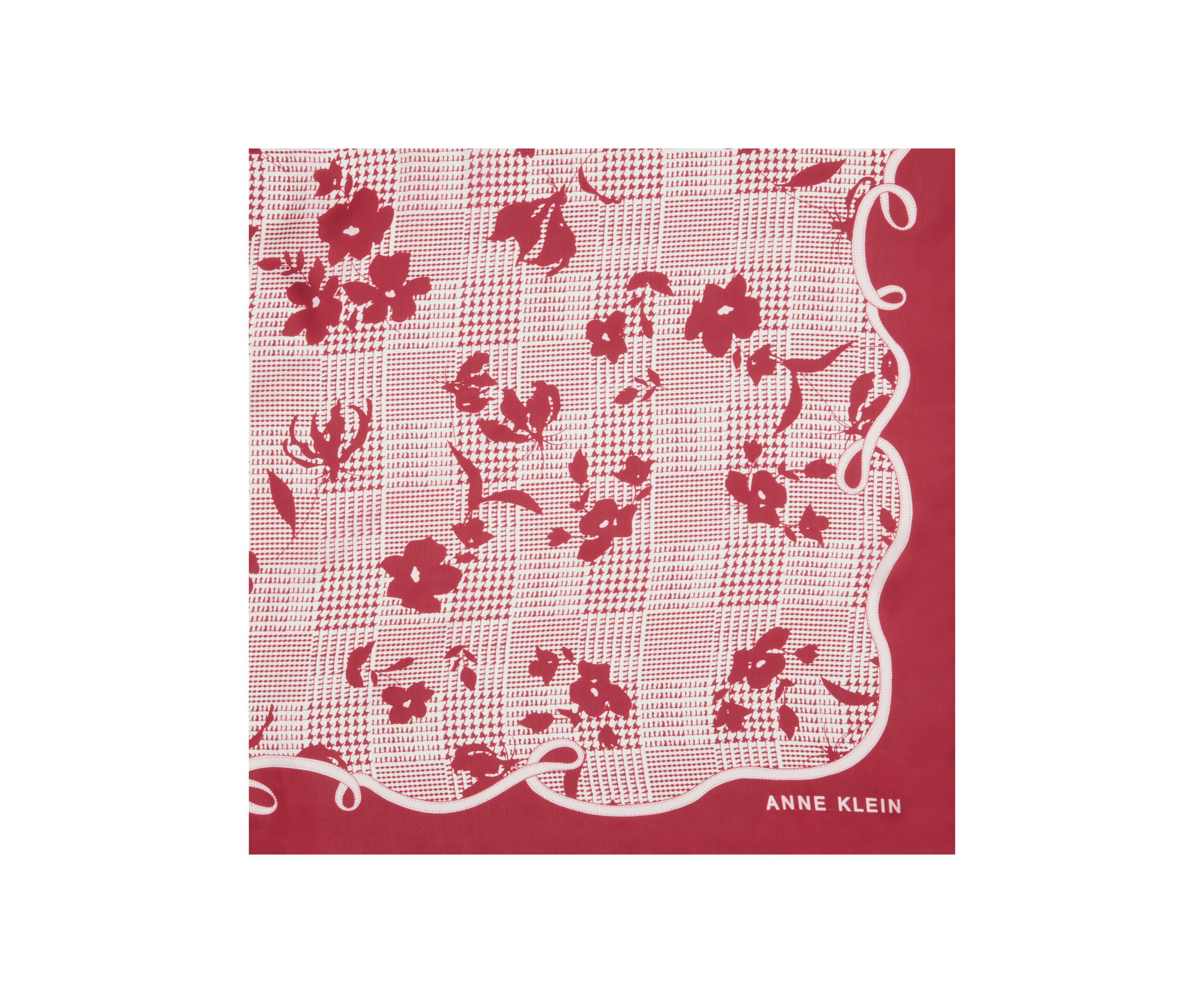 Houndstooth Floral Printed Square Scarf