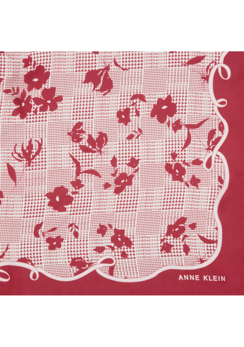 Houndstooth Floral Printed Square Scarf