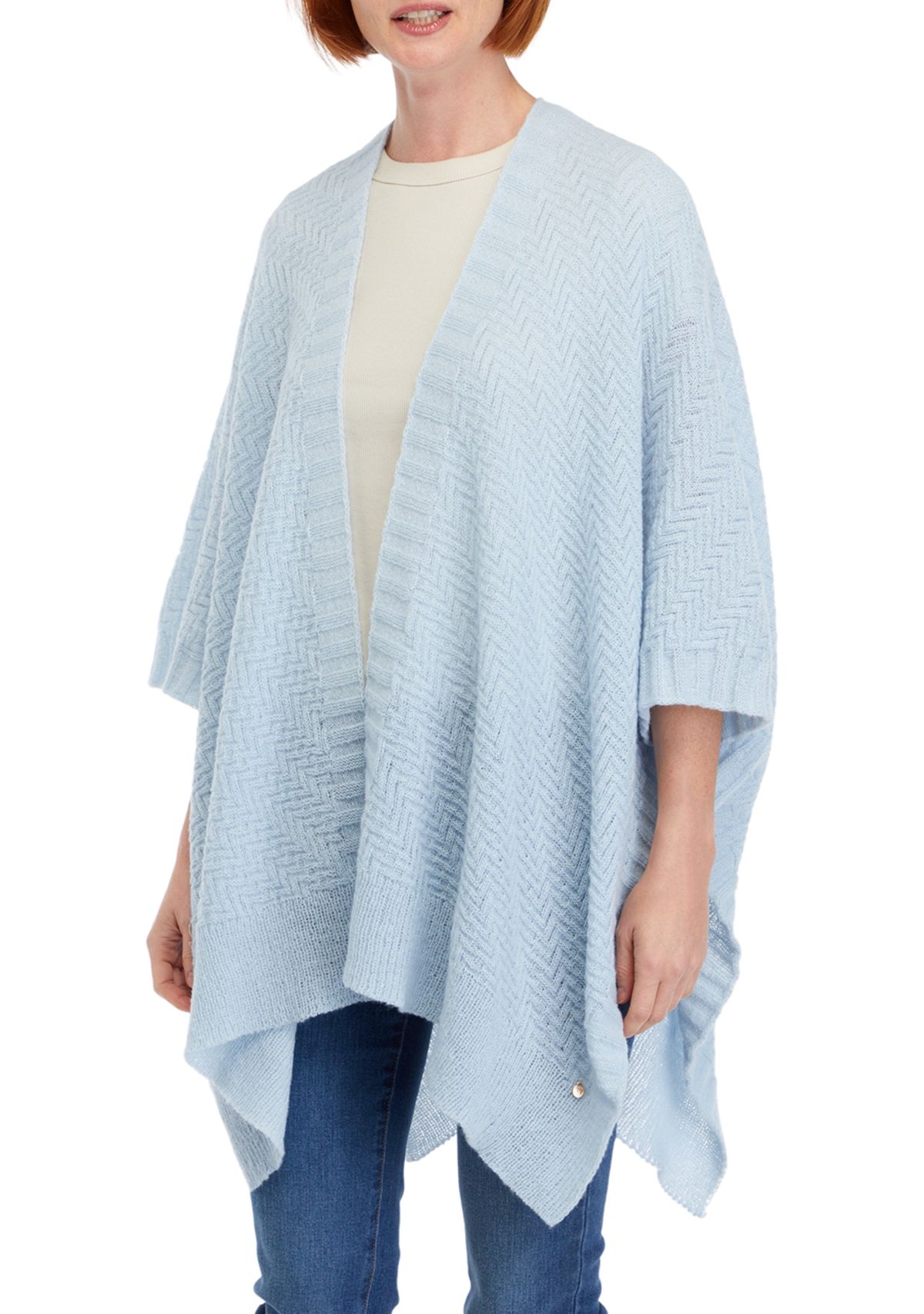 Womens Basketweave Knit Ruana