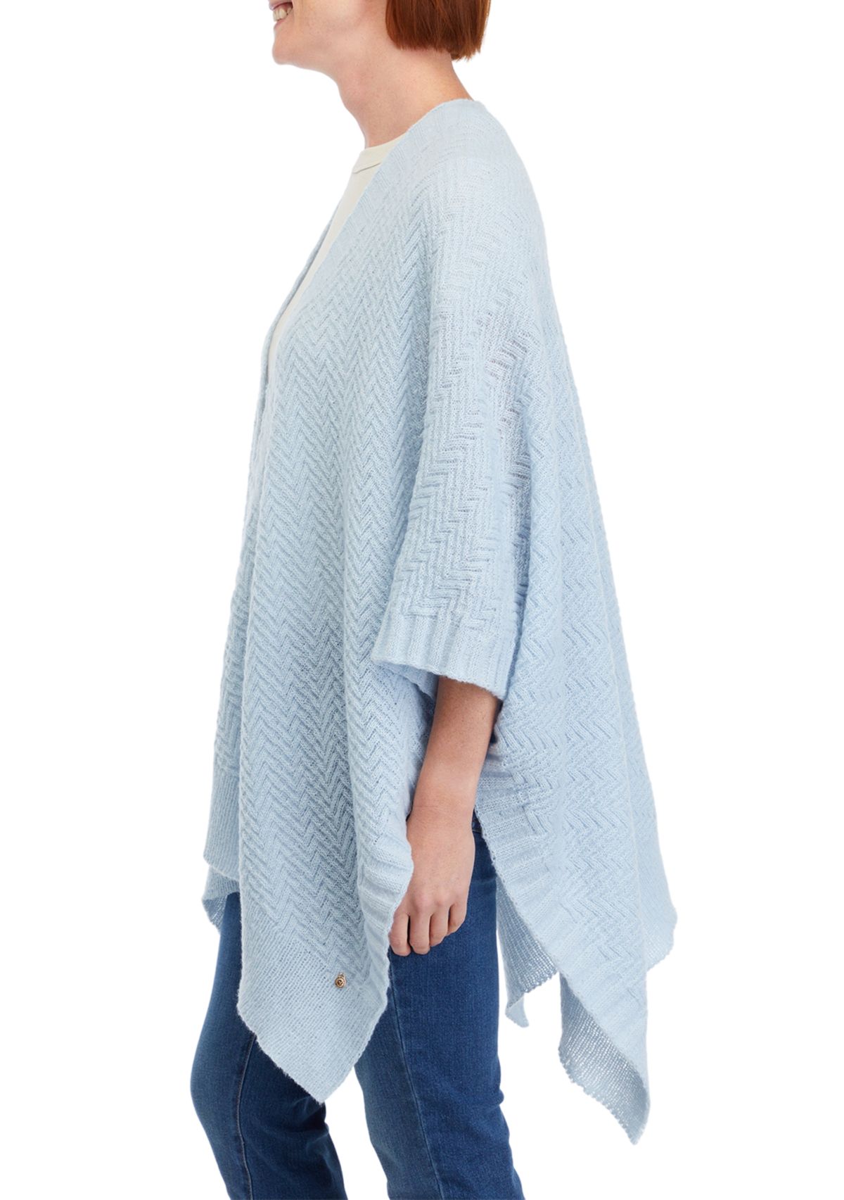 Womens Basketweave Knit Ruana