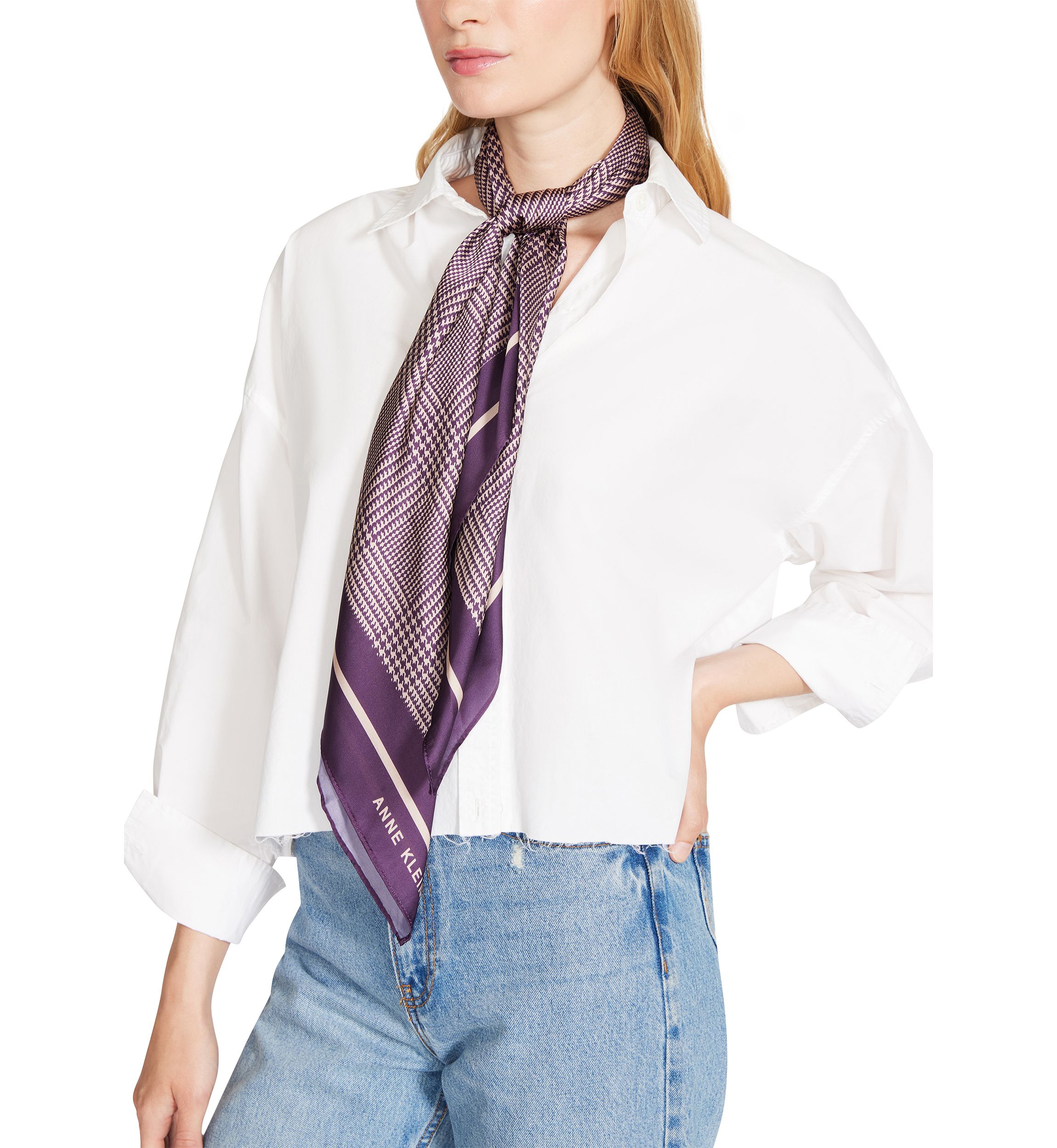 Houndstooth Plaid Printed Square Scarf