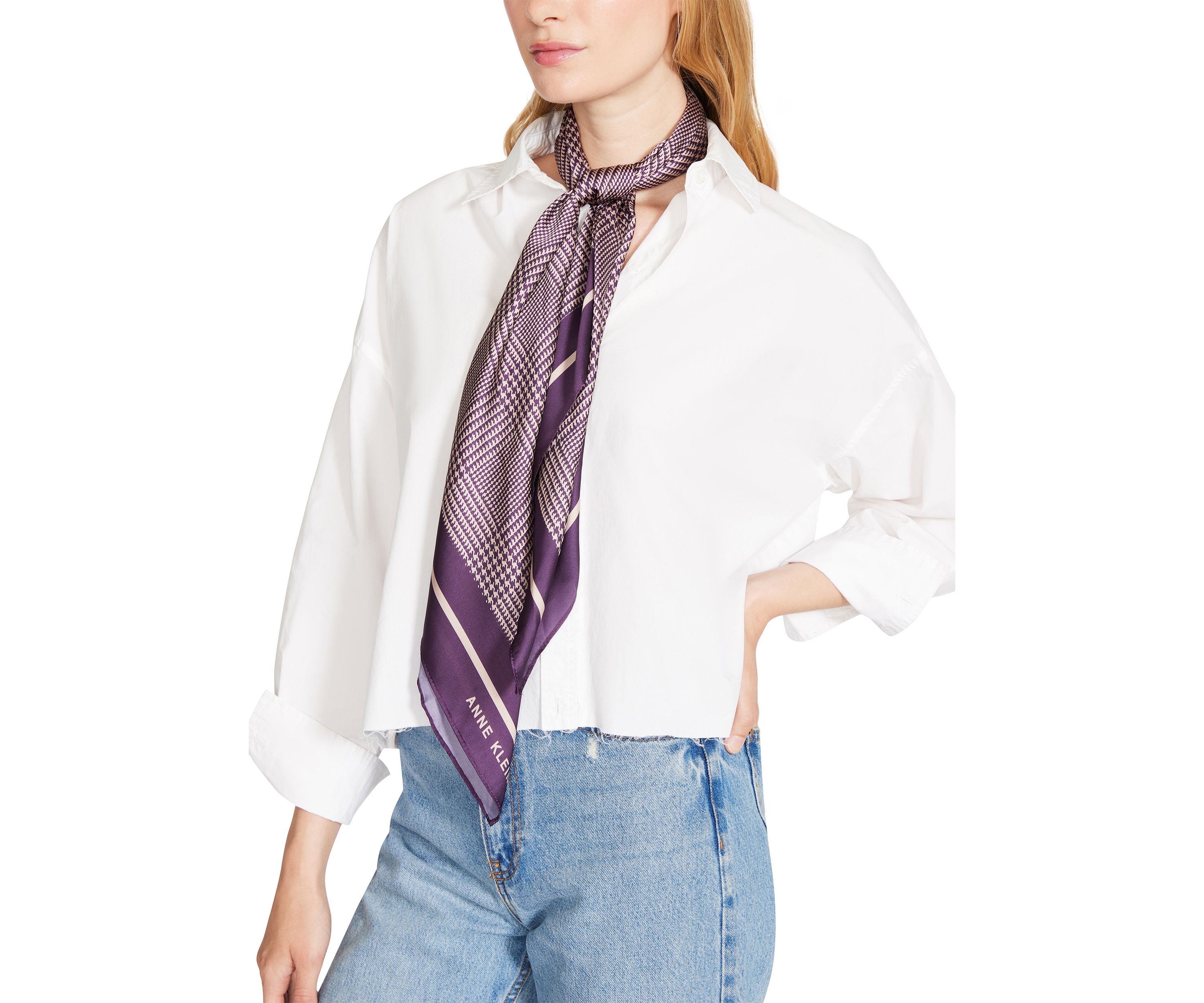 Houndstooth Plaid Printed Square Scarf
