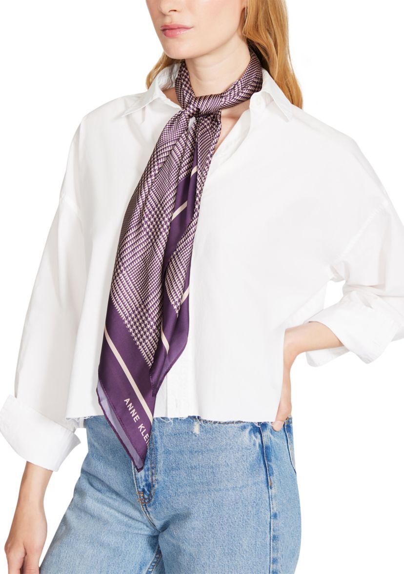 Houndstooth Plaid Printed Square Scarf