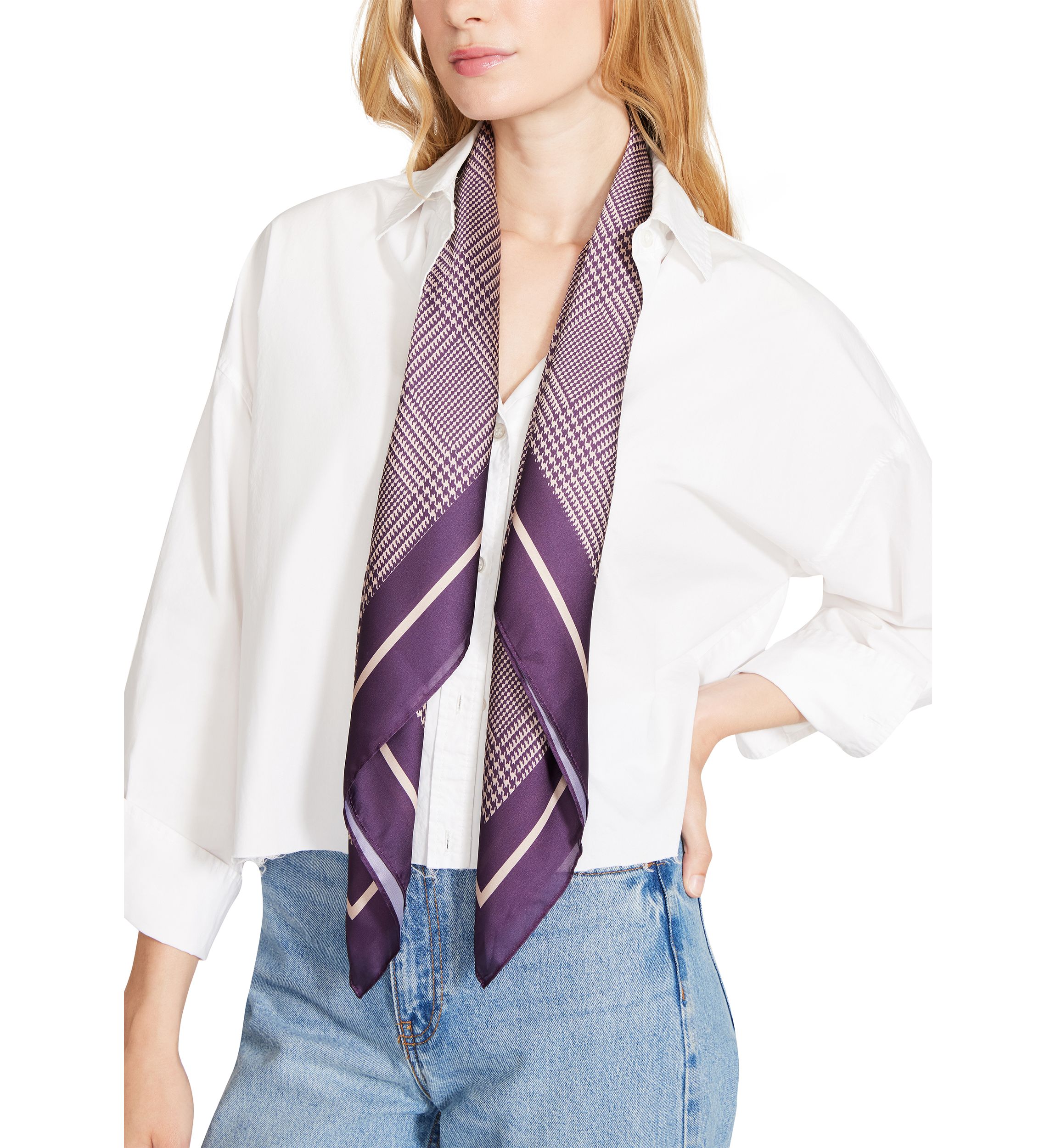 Houndstooth Plaid Printed Square Scarf