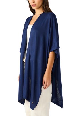Anne Klein Women's Everyday Lightweight Ruana, Navy Blue