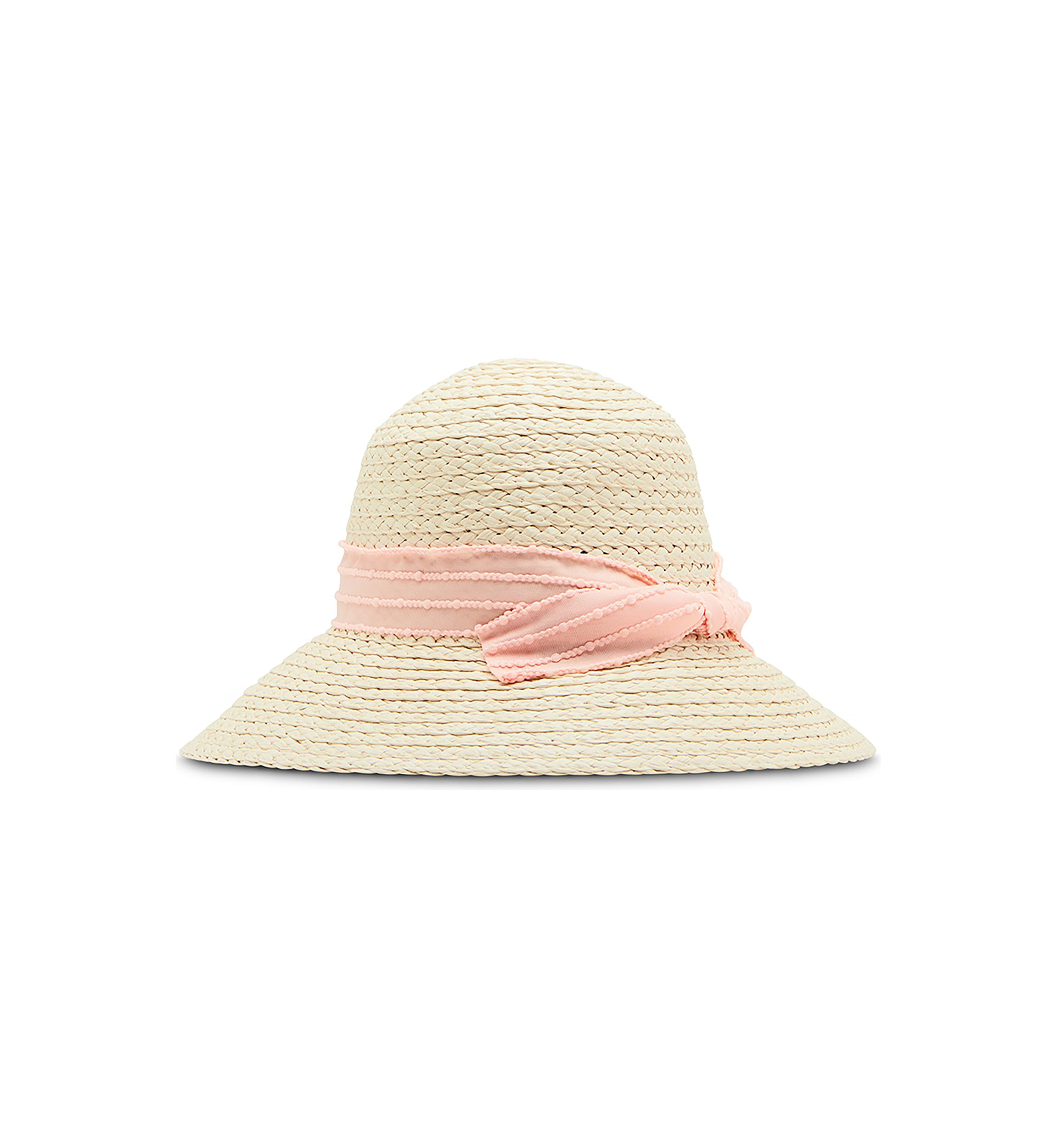 Slub Bow Straw Cloche Hat