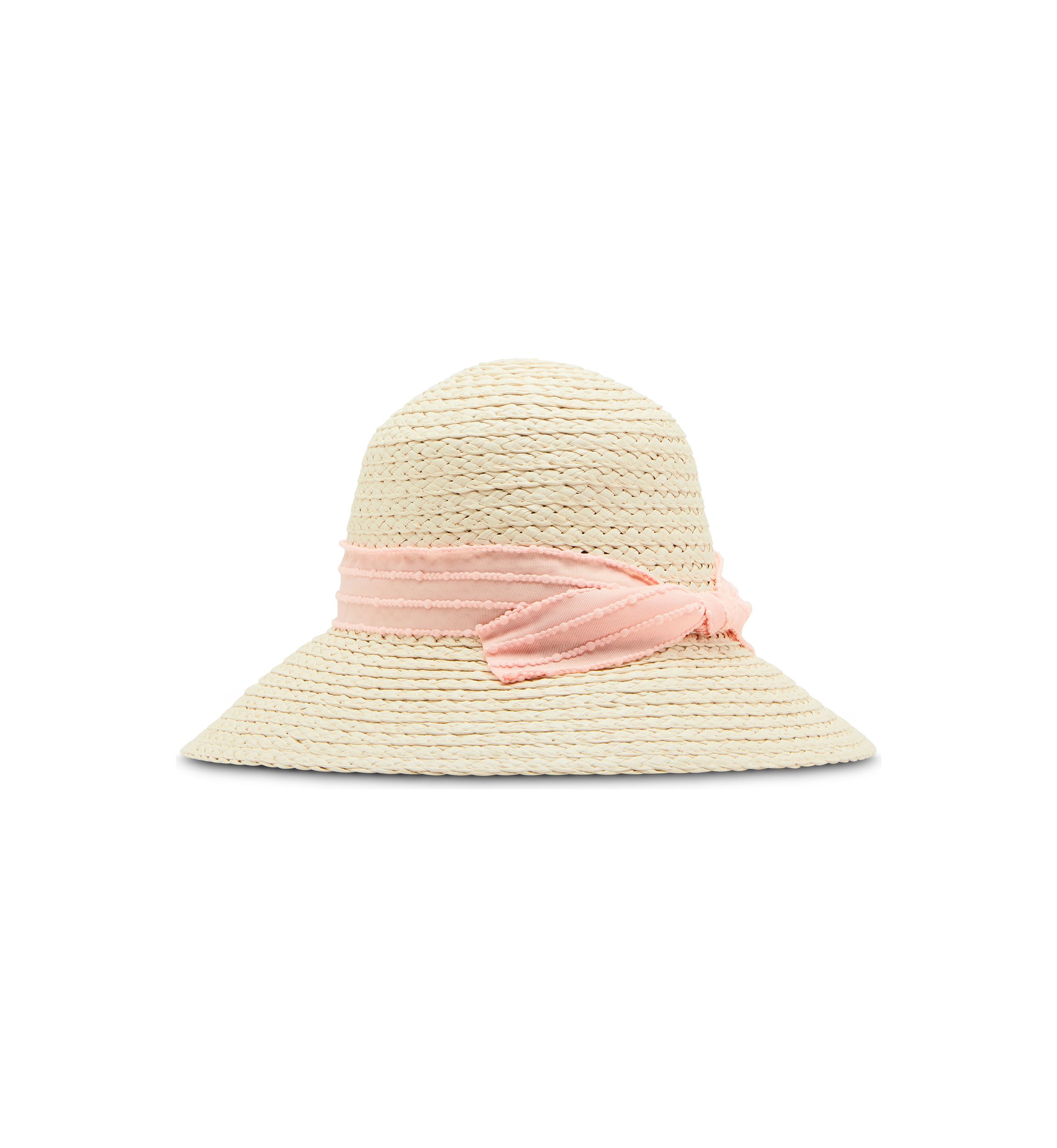 Slub Bow Straw Cloche Hat