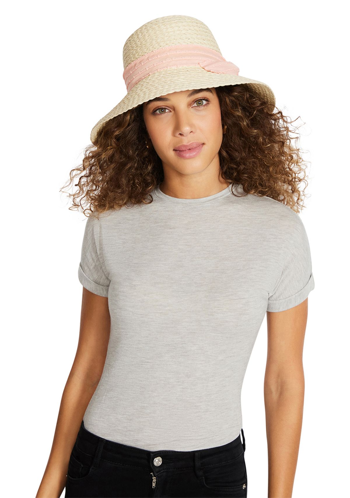 Slub Bow Straw Cloche Hat