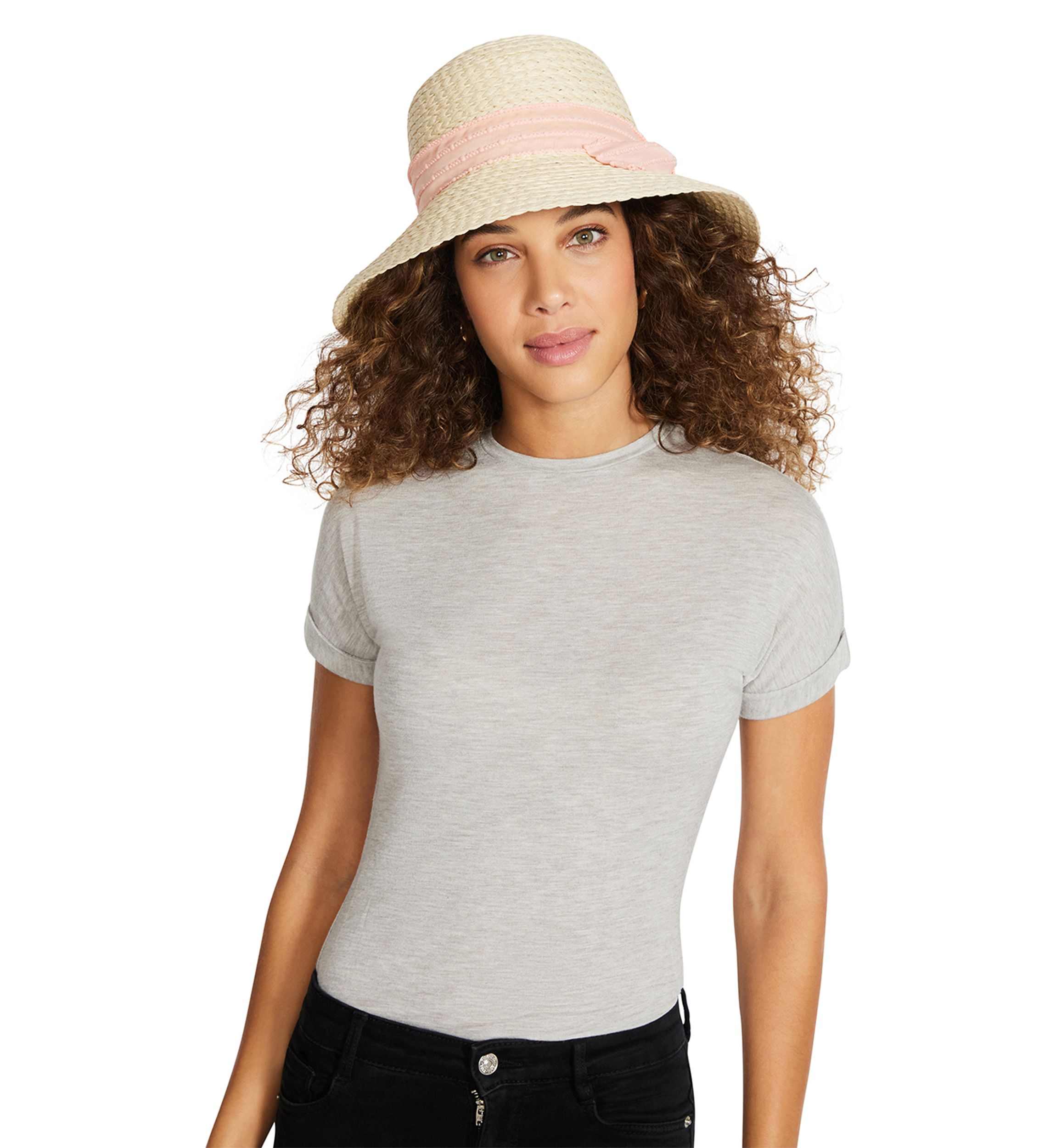 Slub Bow Straw Cloche Hat