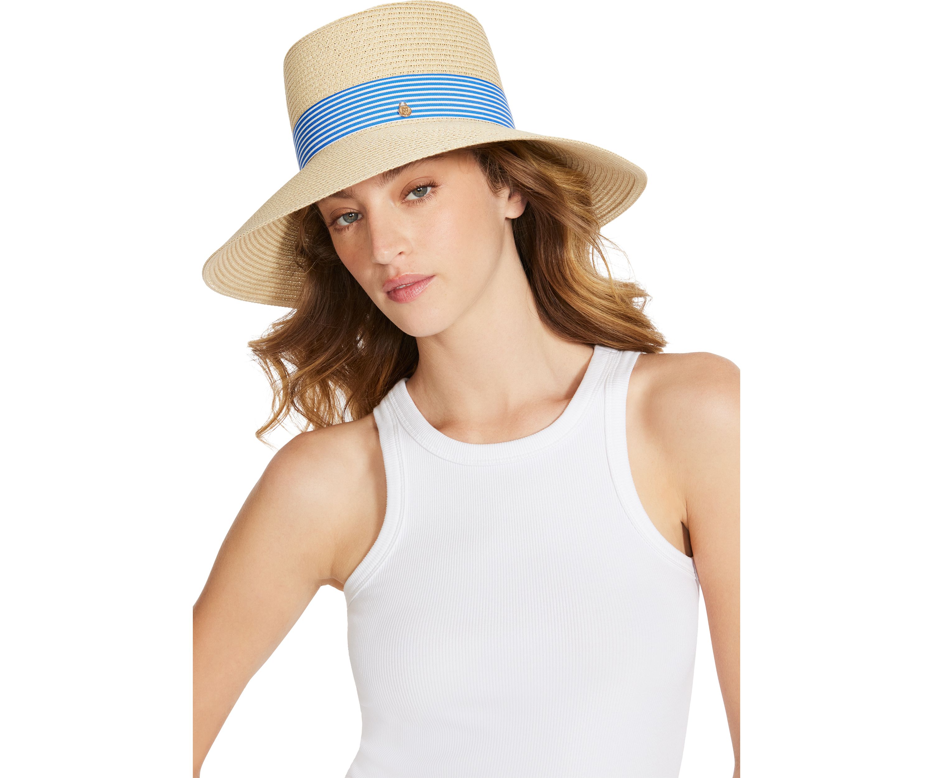 Preppy Stripe Band Straw Hat