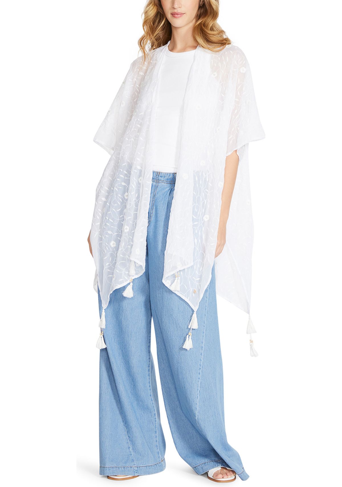 Trailing Floral Embroidery Ruana