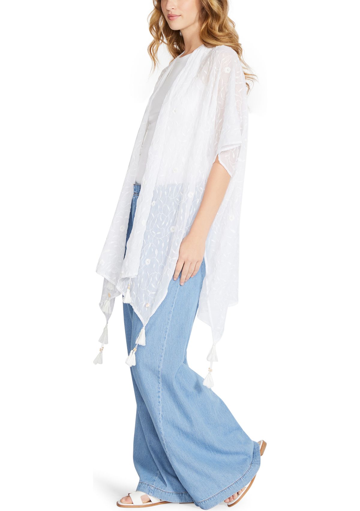 Trailing Floral Embroidery Ruana