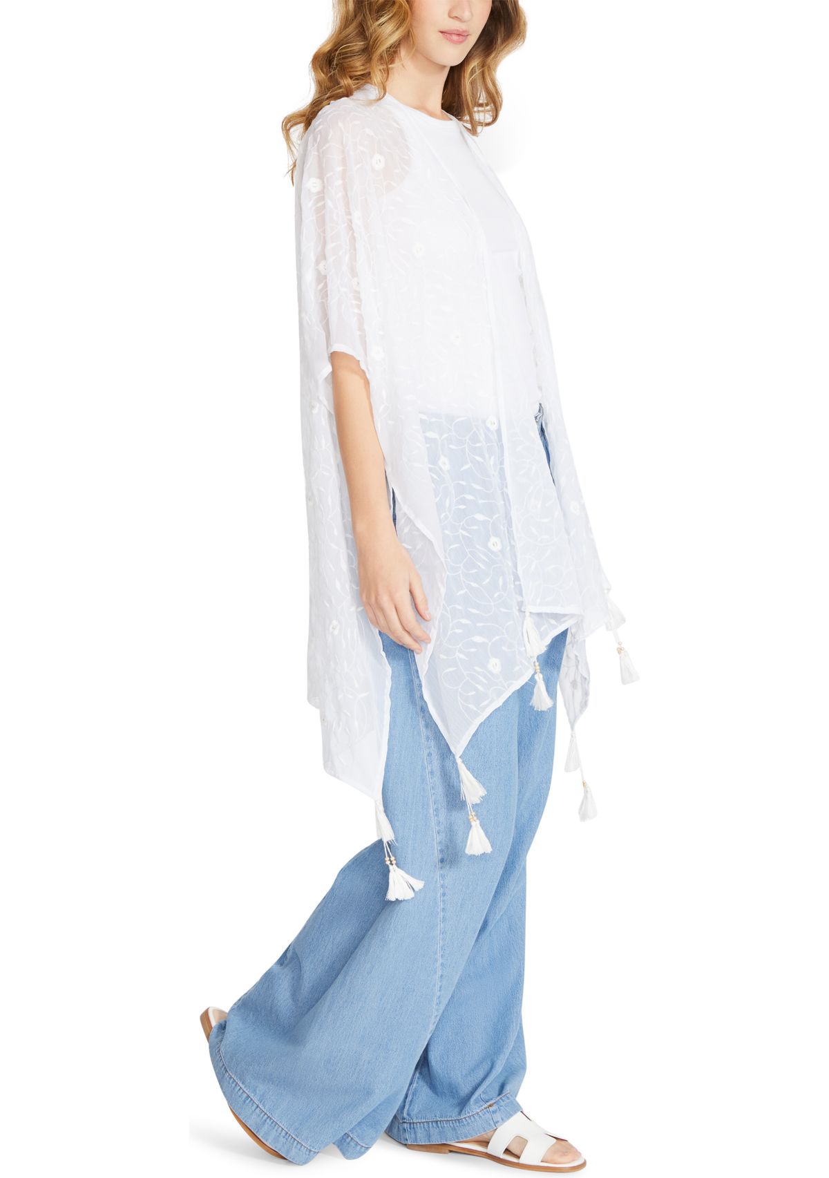 Trailing Floral Embroidery Ruana