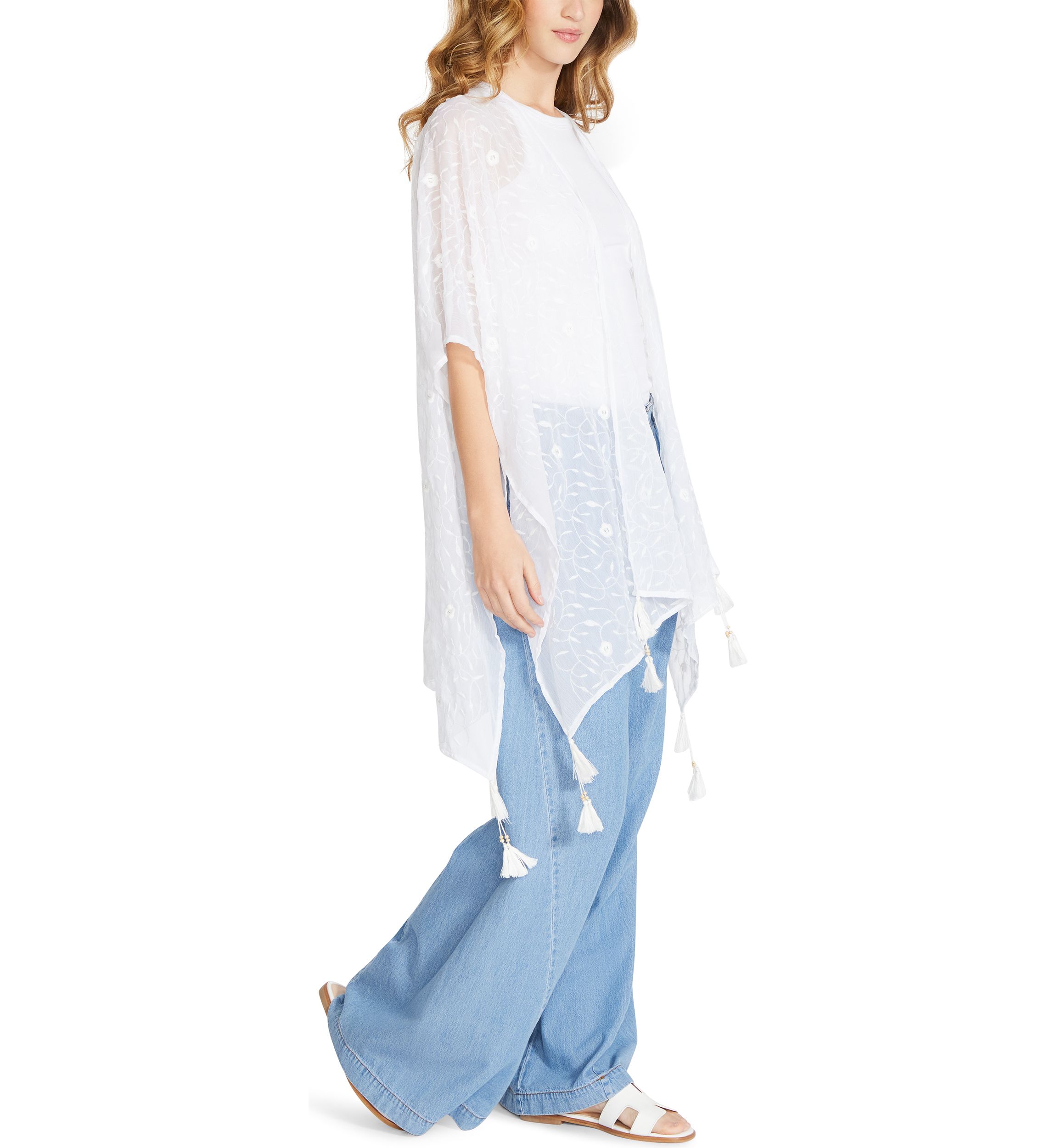 Trailing Floral Embroidery Ruana