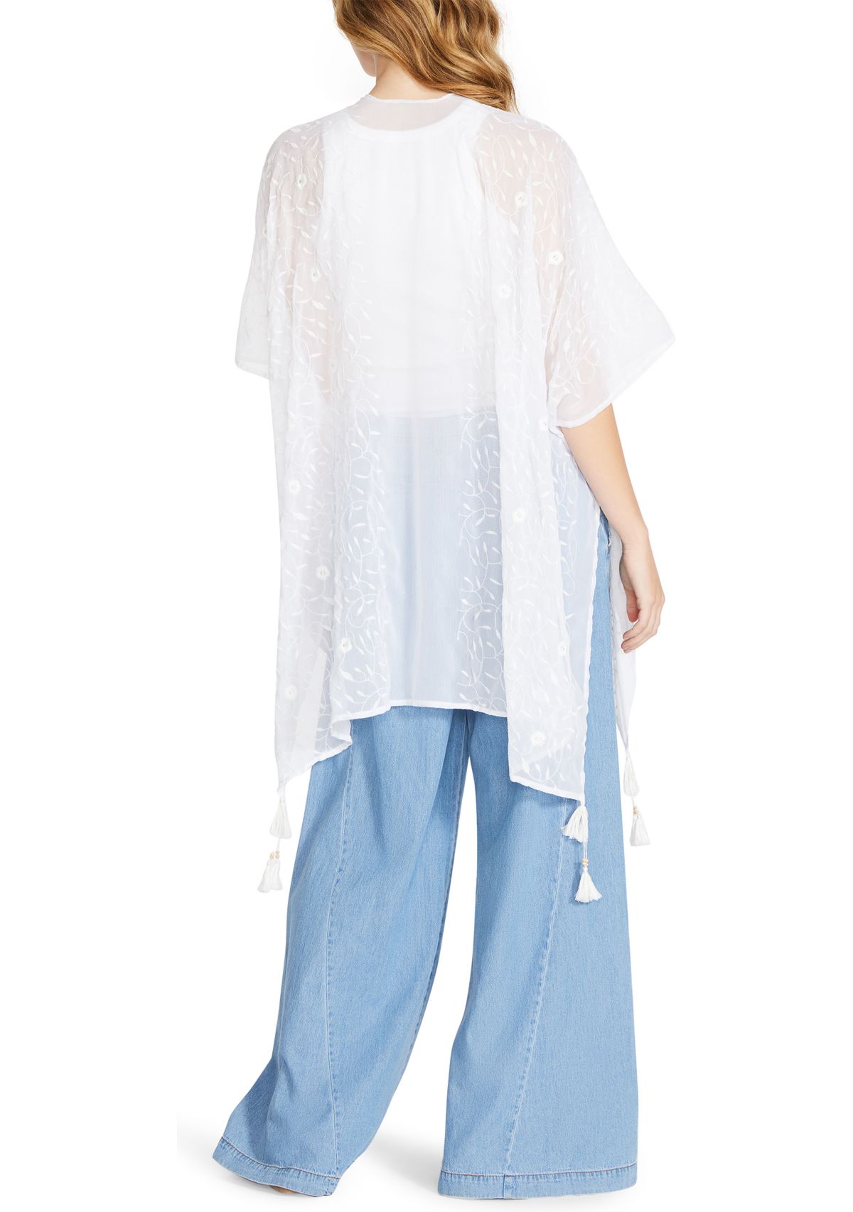 Trailing Floral Embroidery Ruana