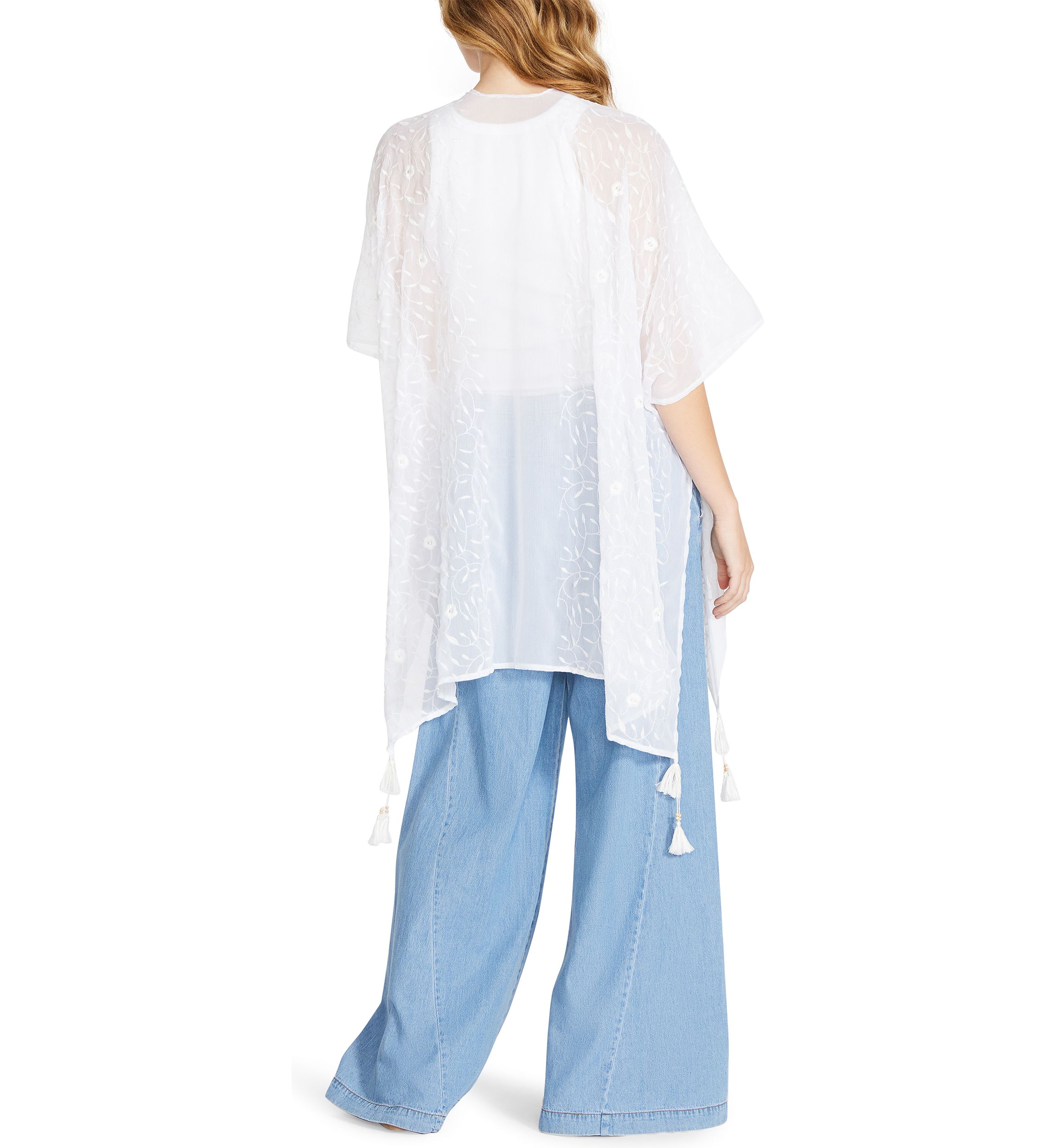 Trailing Floral Embroidery Ruana