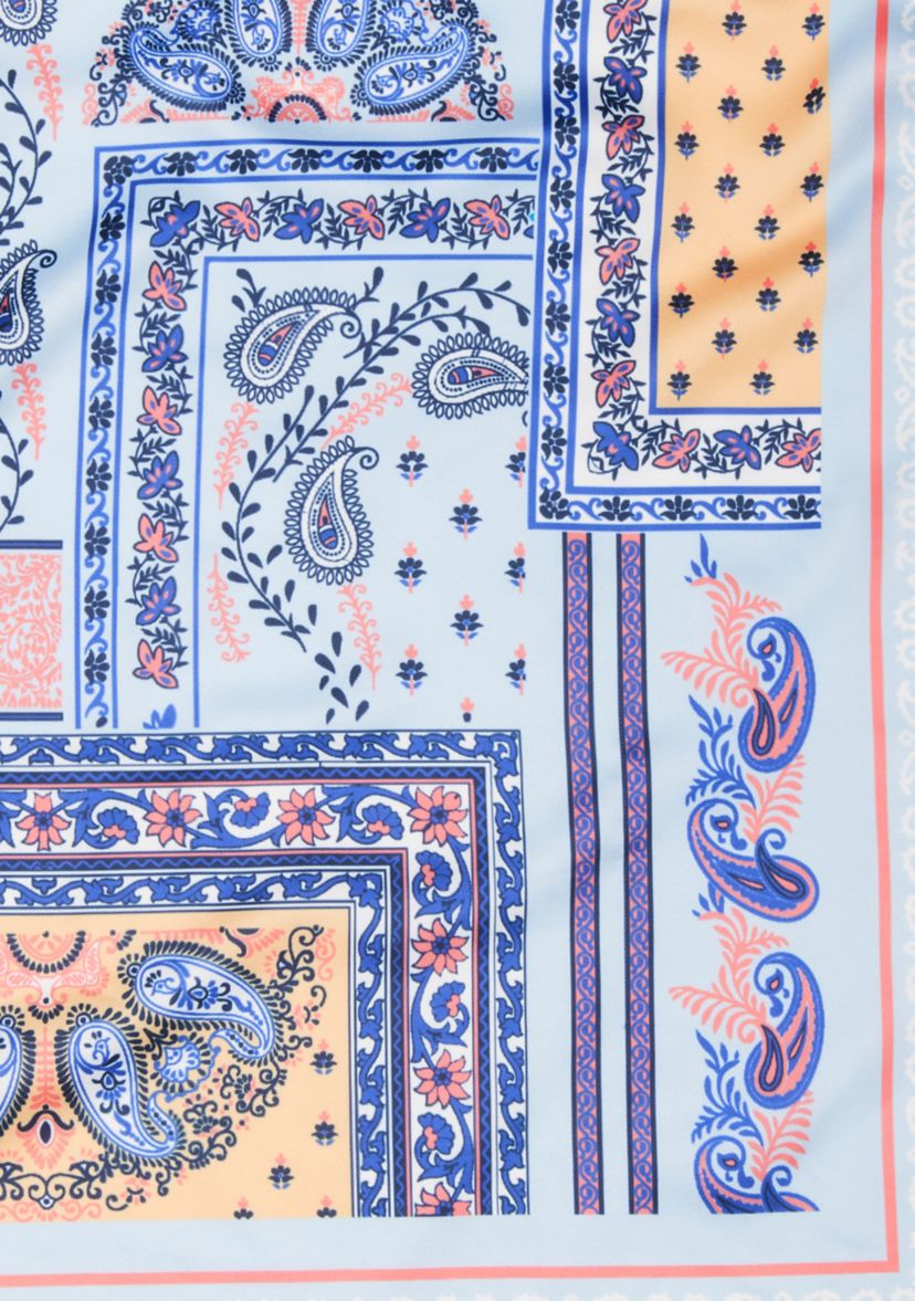 Patchwork Printed Satin Square Scarf