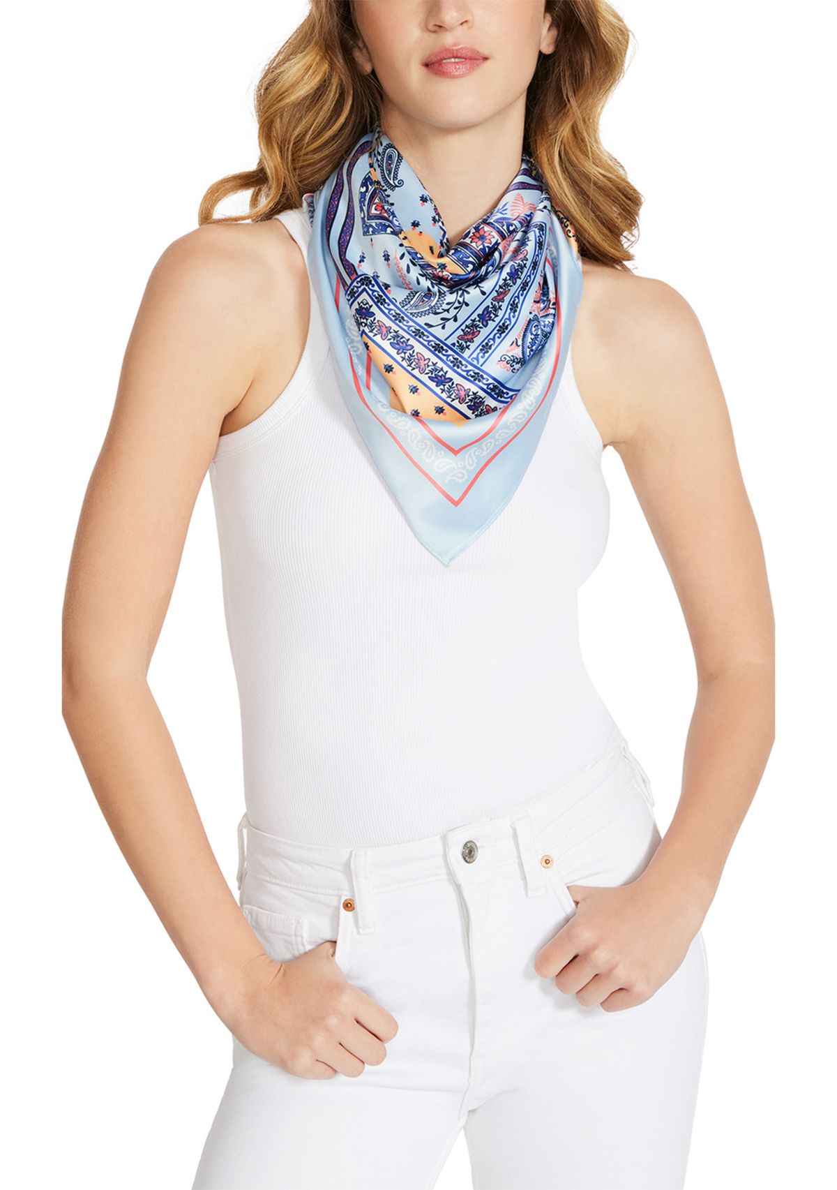 Patchwork Printed Satin Square Scarf