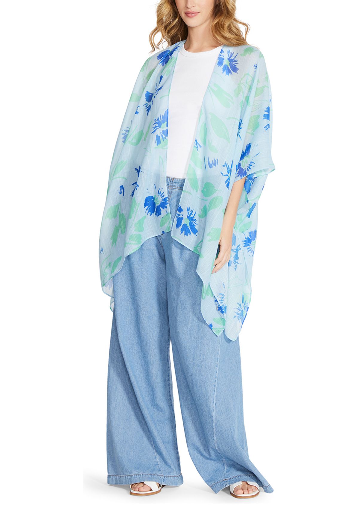 Womens Brushed Floral Ruana 