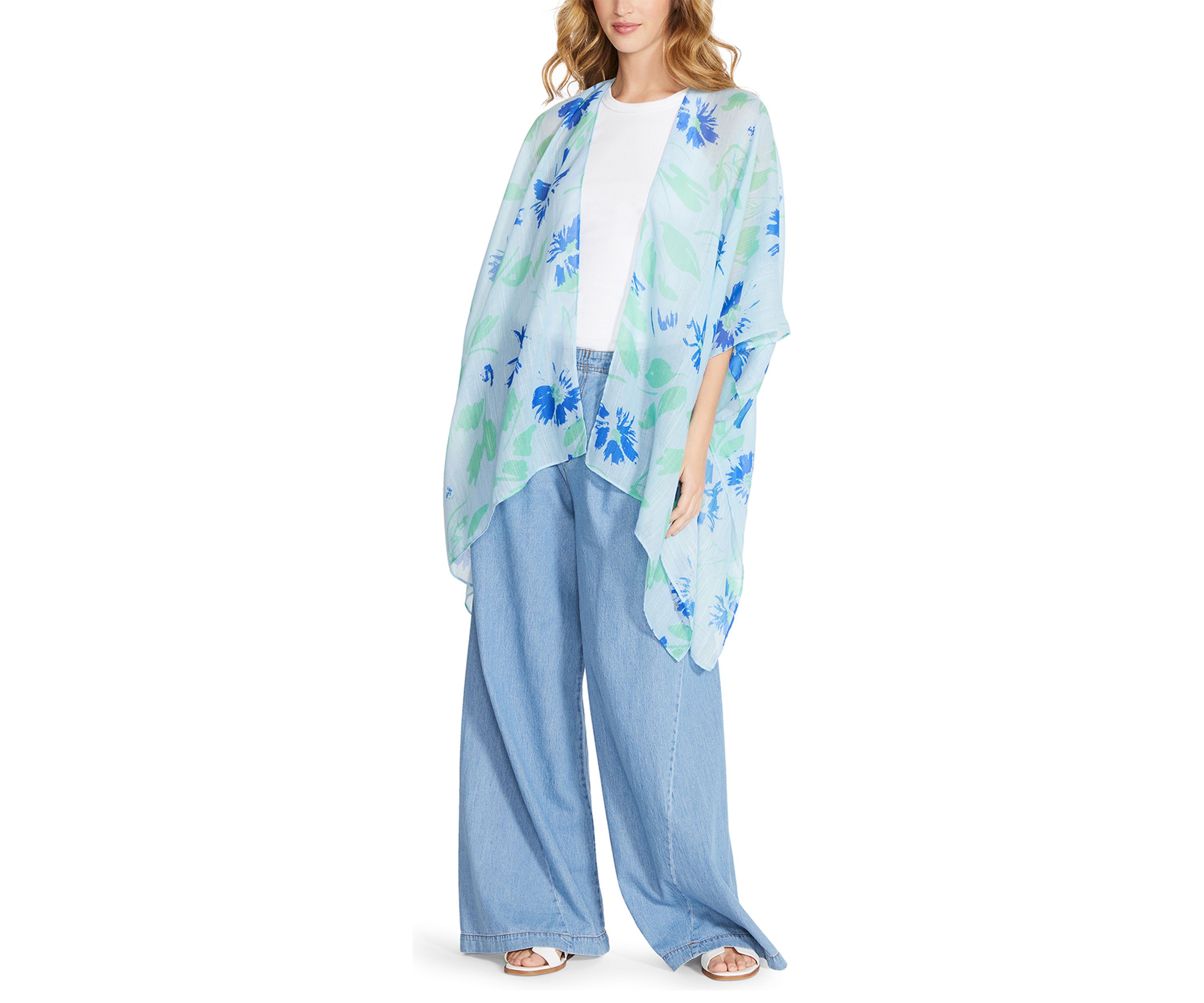 Womens Brushed Floral Ruana 
