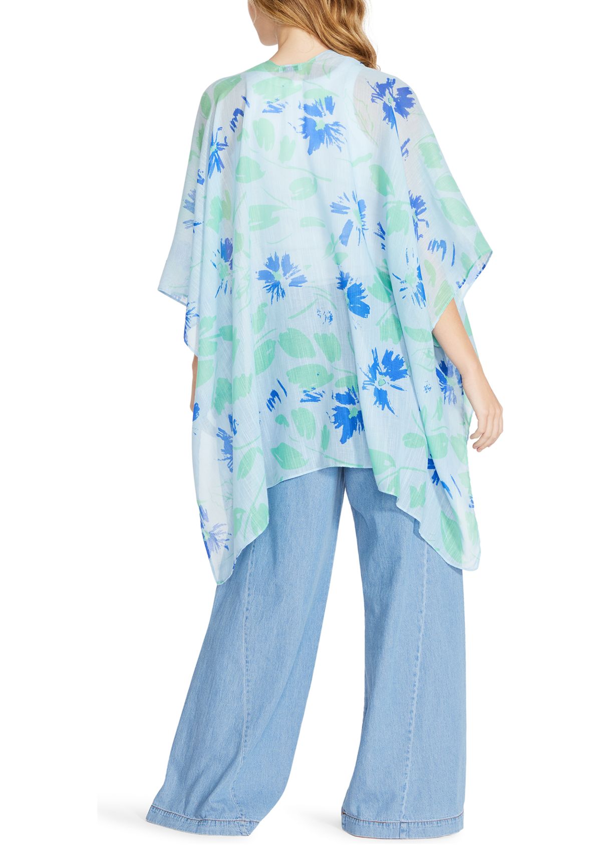 Womens Brushed Floral Ruana 