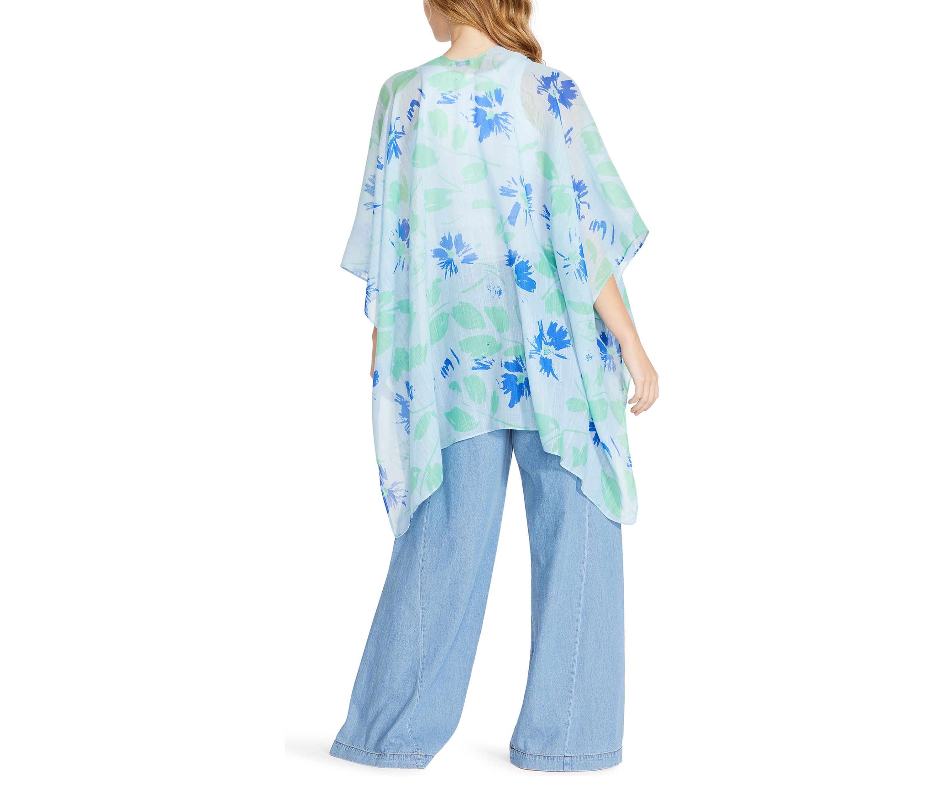 Womens Brushed Floral Ruana 