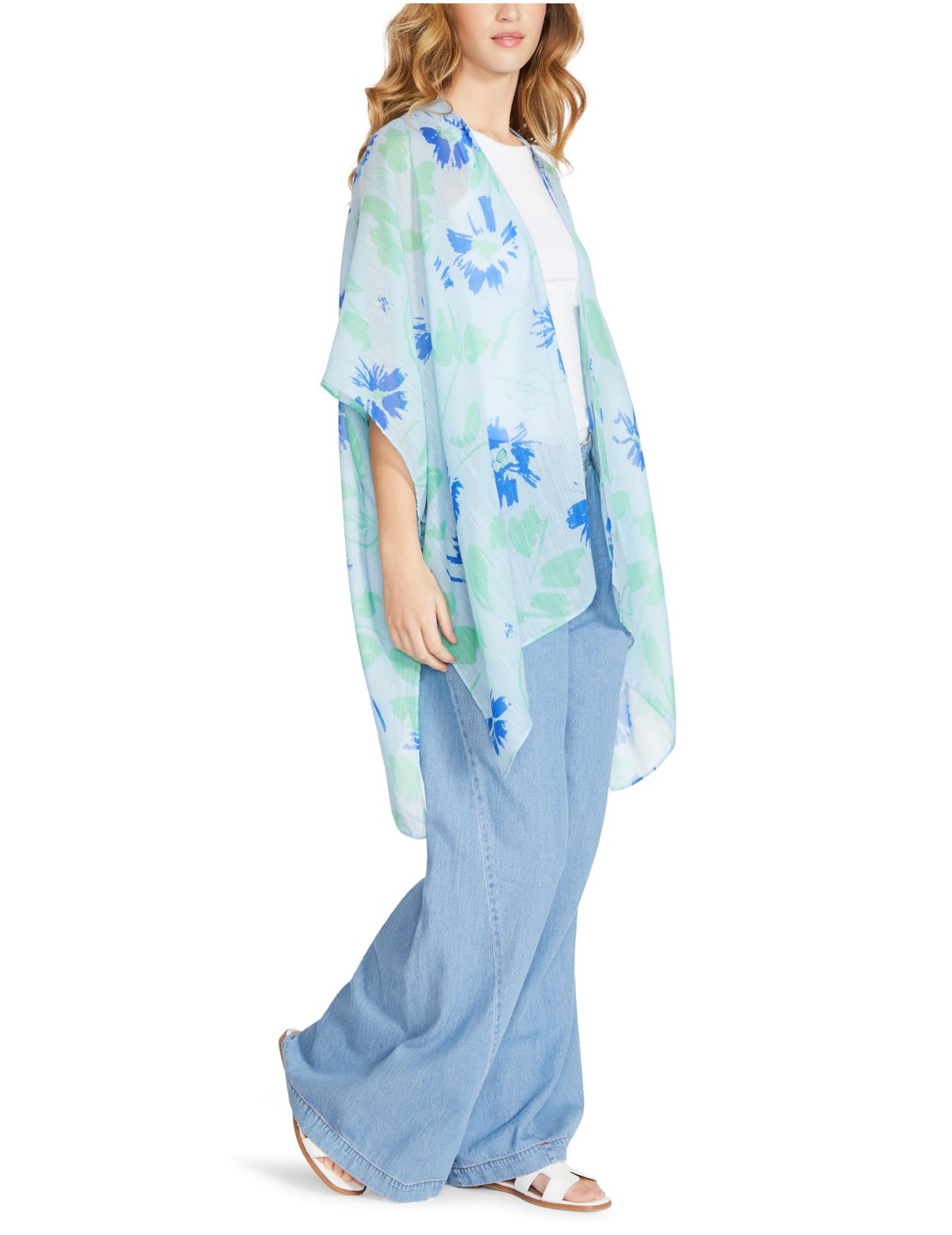 Womens Brushed Floral Ruana 