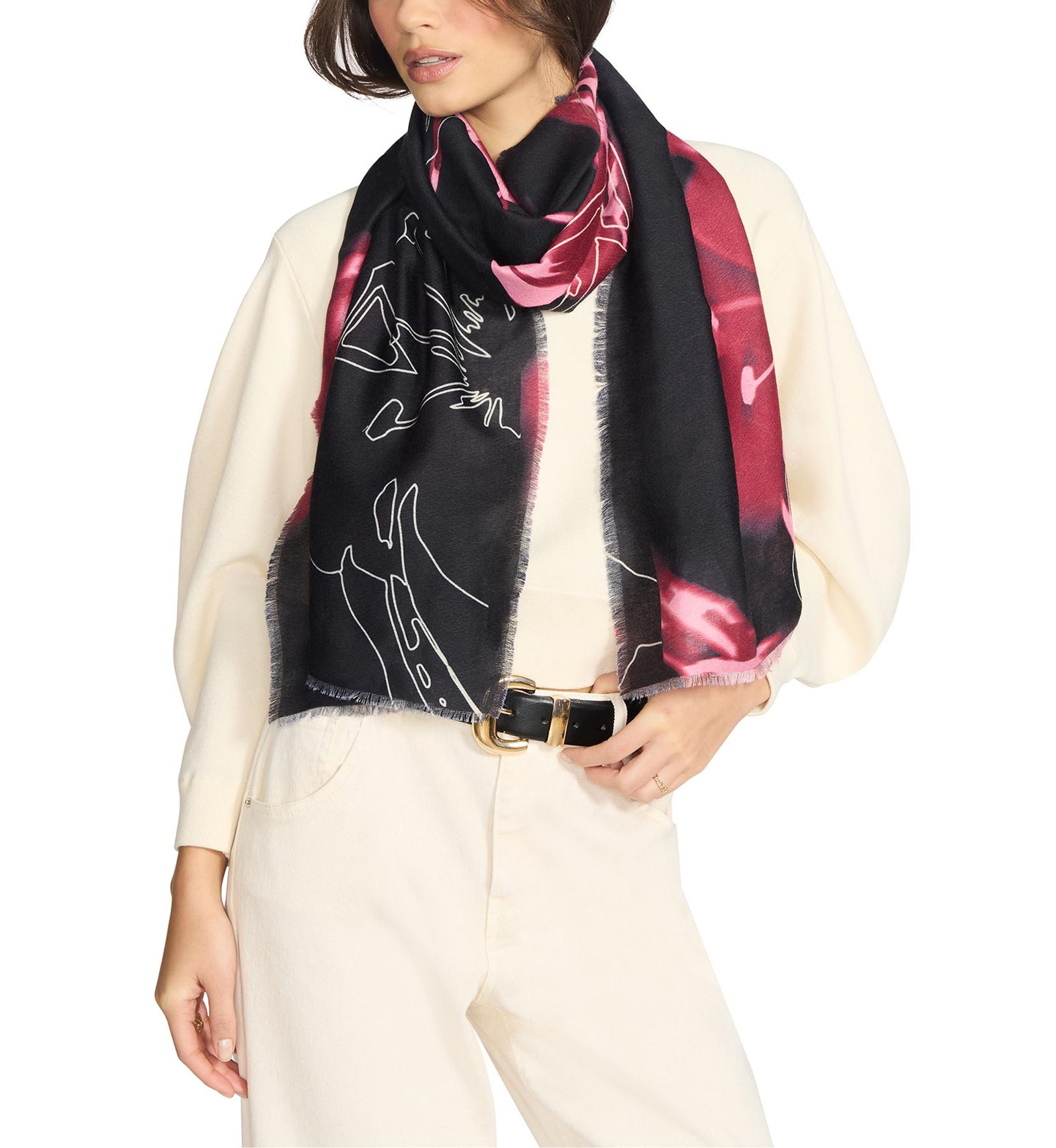 Digital Floral Printed Oblong Scarf