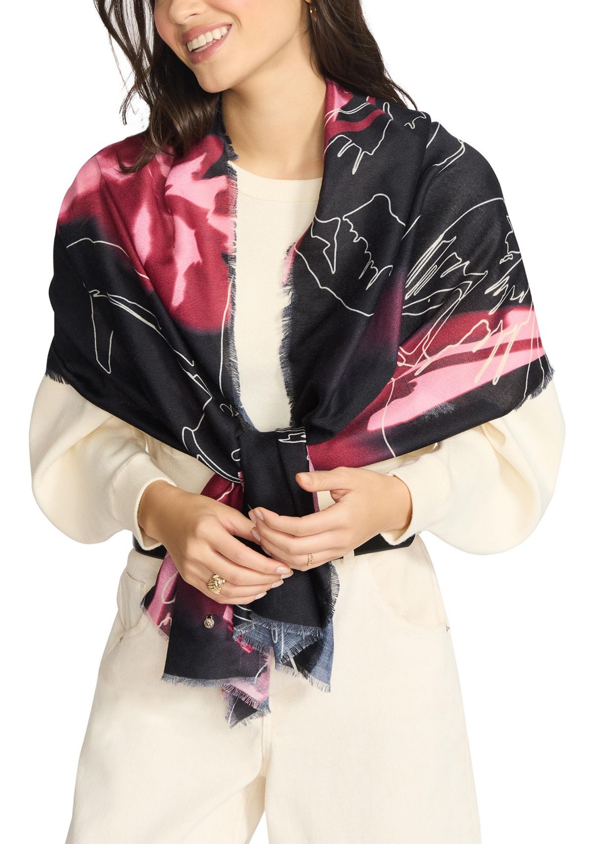 Digital Floral Printed Oblong Scarf