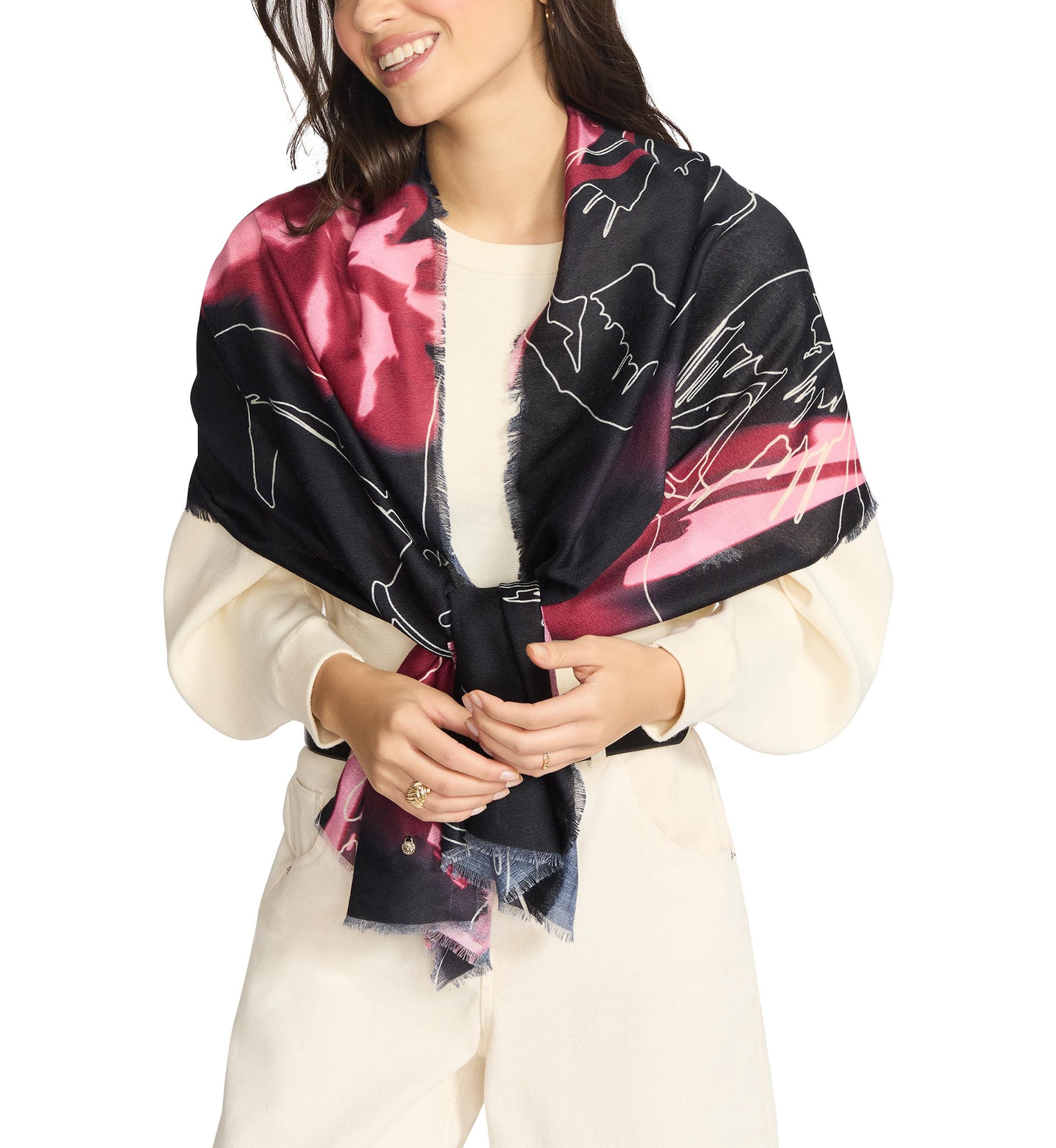 Digital Floral Printed Oblong Scarf