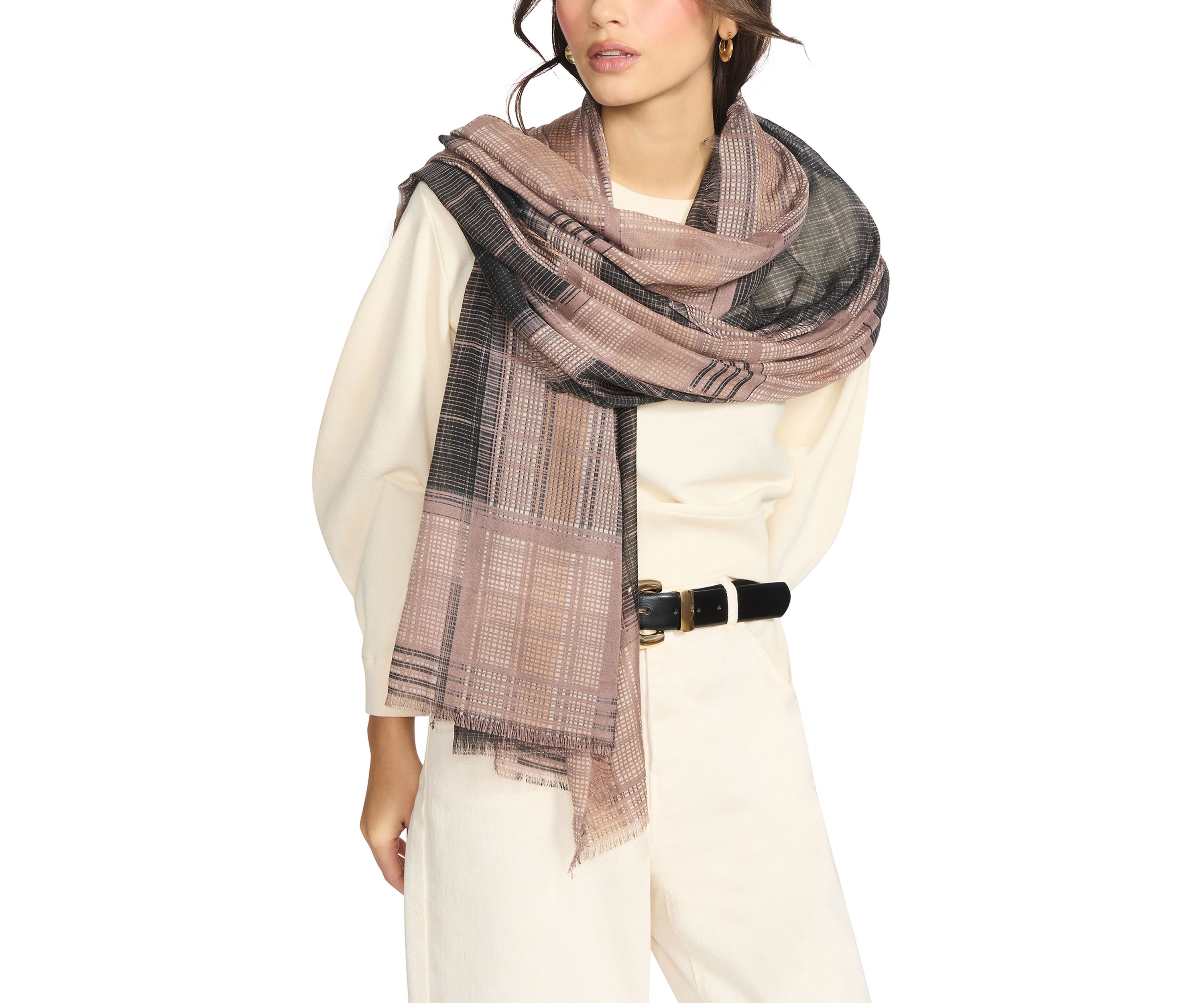Plaid Oblong Scarf