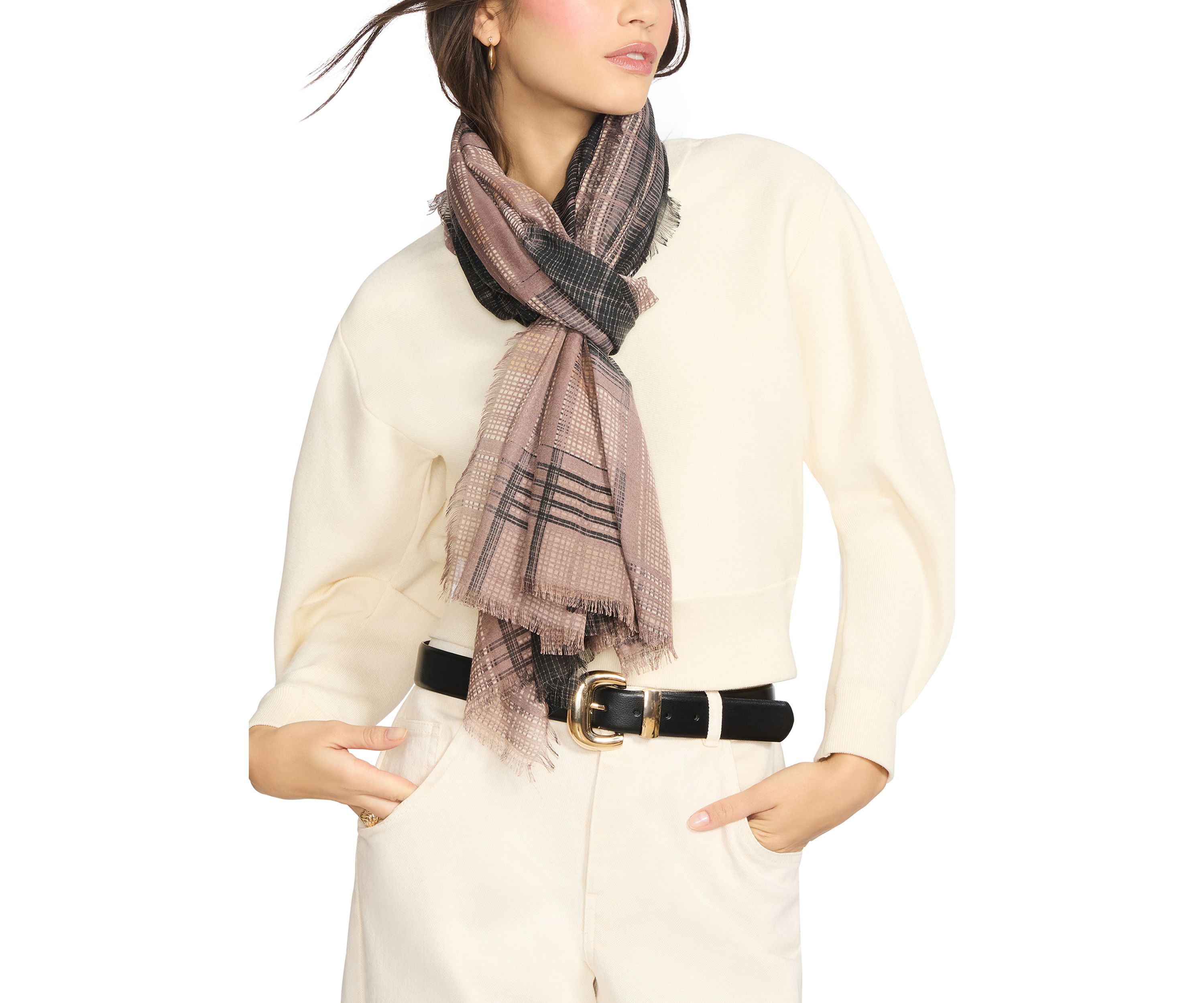 Plaid Oblong Scarf