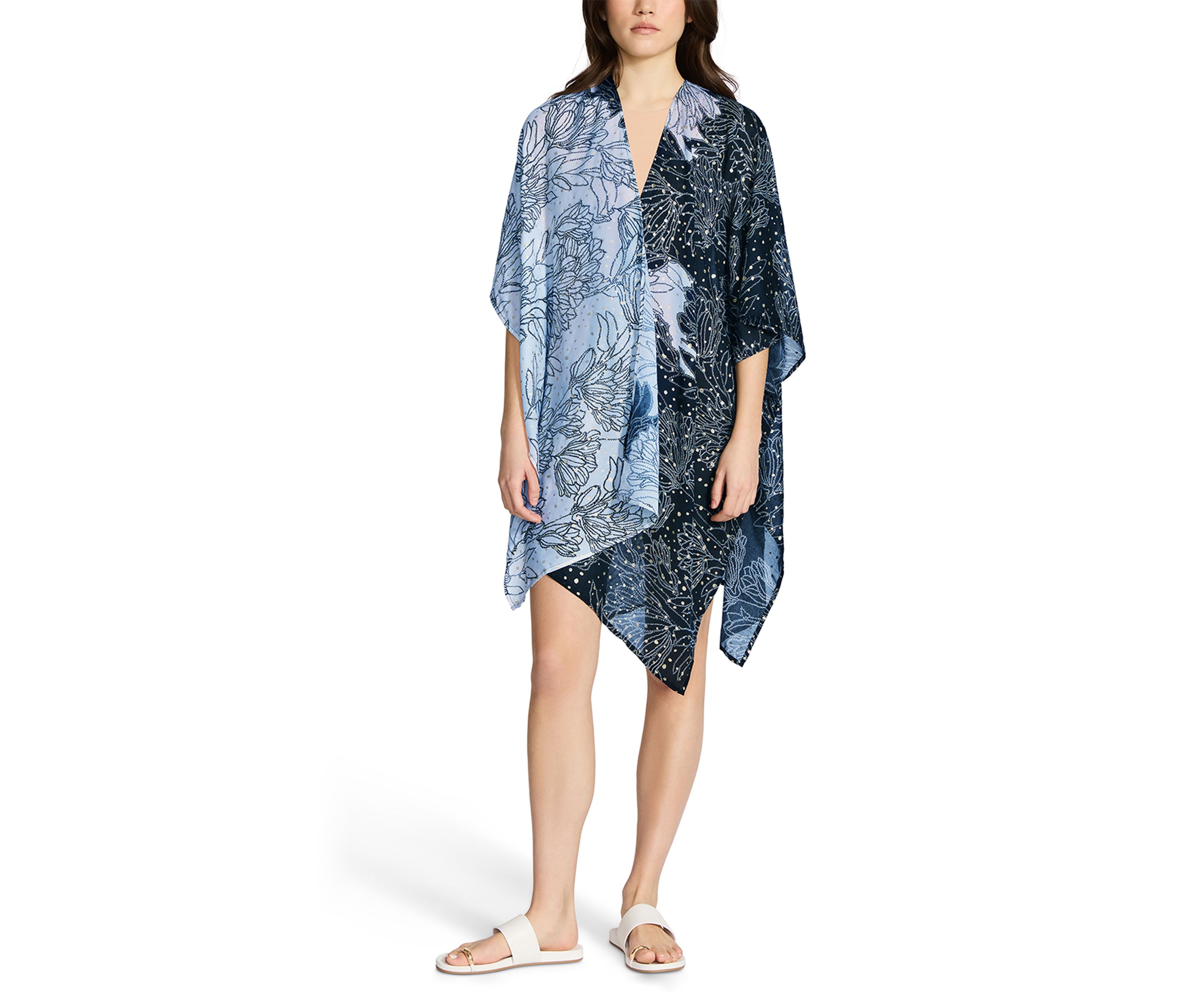 Womens Floral Foil Dotted Topper