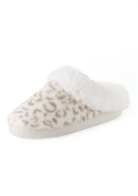 Cuddl Duds Women's Leopard Print Fur Clogs