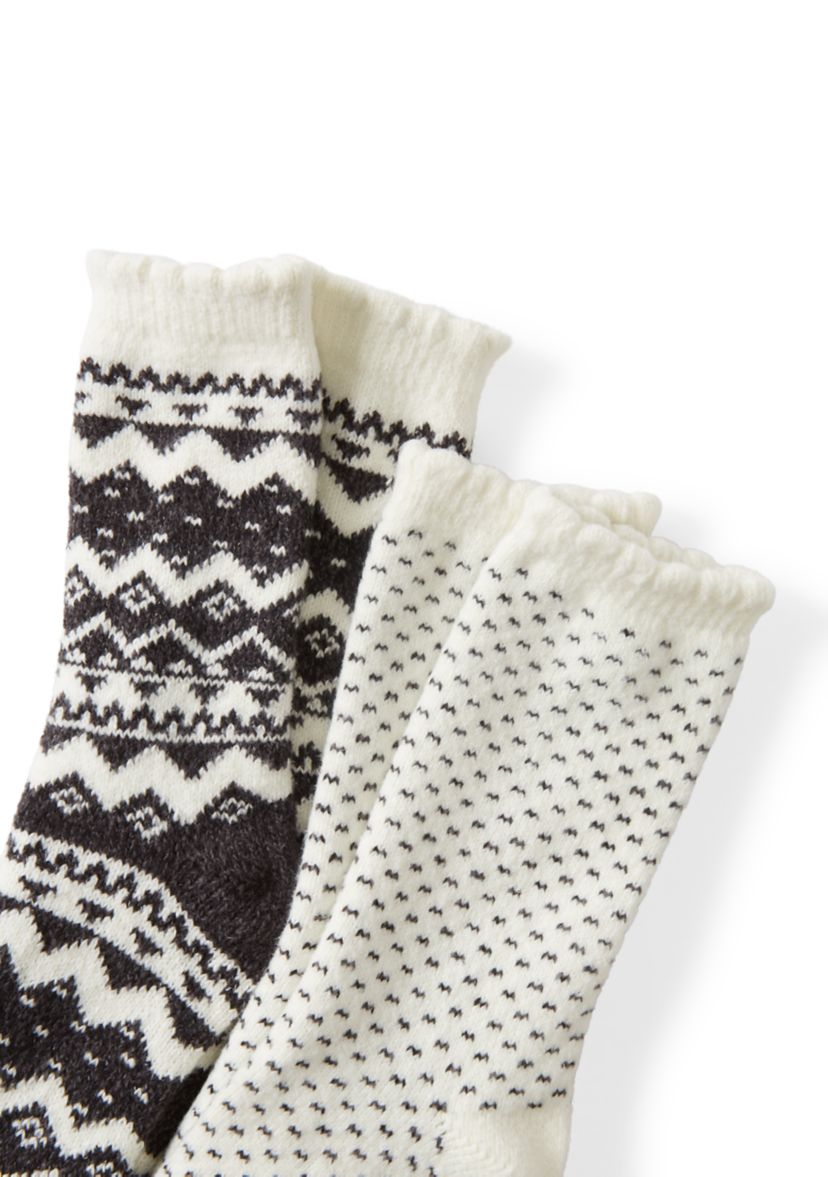 Two-Tone Boot Crew Socks with Scallop - 2-Pack