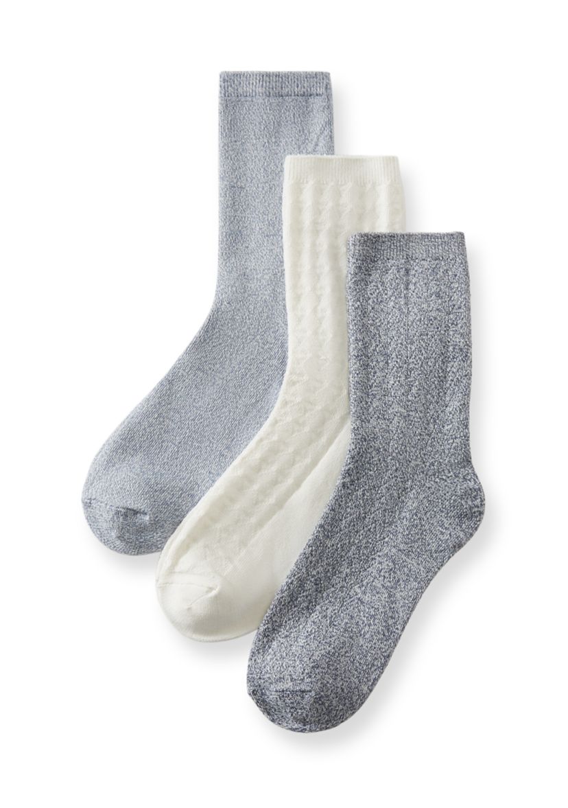 Womens Midweight Texture Crew Socks Set