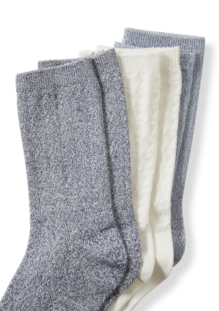 Womens Midweight Texture Crew Socks Set