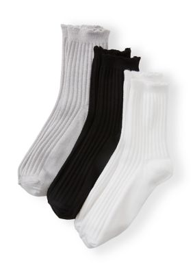 Cuddl Duds Women's Texture Scallop Crew Socks 3 Pack