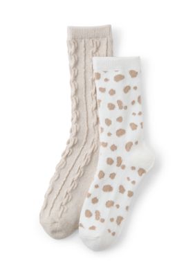 Cuddl Duds Women's Mix Print Texture Boot Crew Socks, 9 - 11