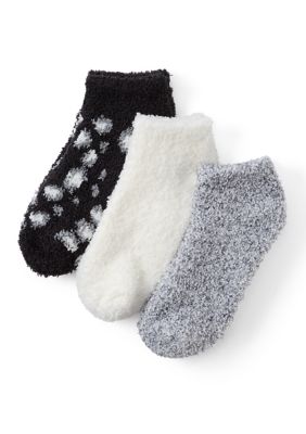 Cuddl Duds Women's Tweed Cozy Low Cut Socks, Black, 9 - 11